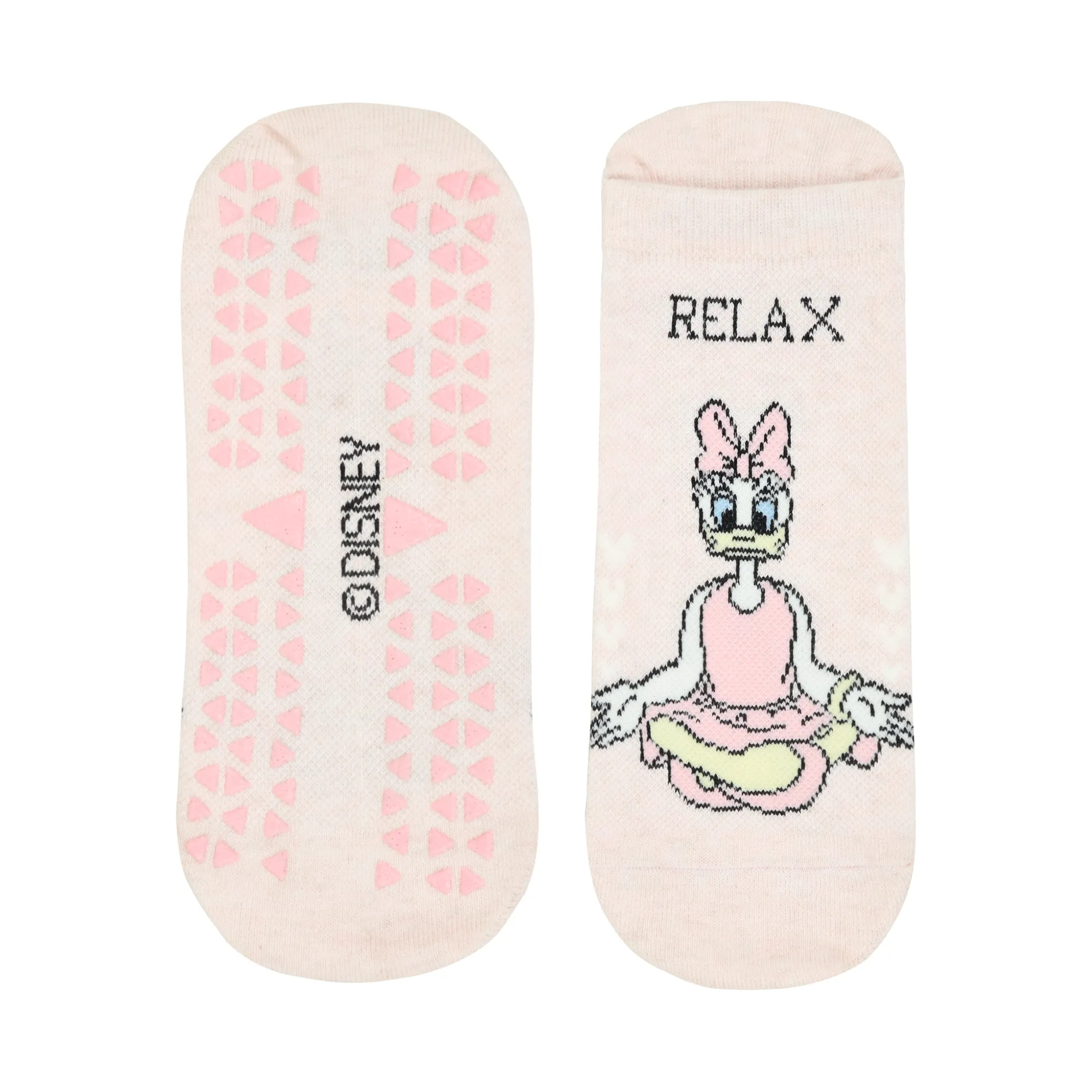 Balenzia x Disney Character Anti Bacterial Yoga socks for Women with Anti Skid - Daisy & Minnie (Pack of 2 Pairs/1U)White Pink