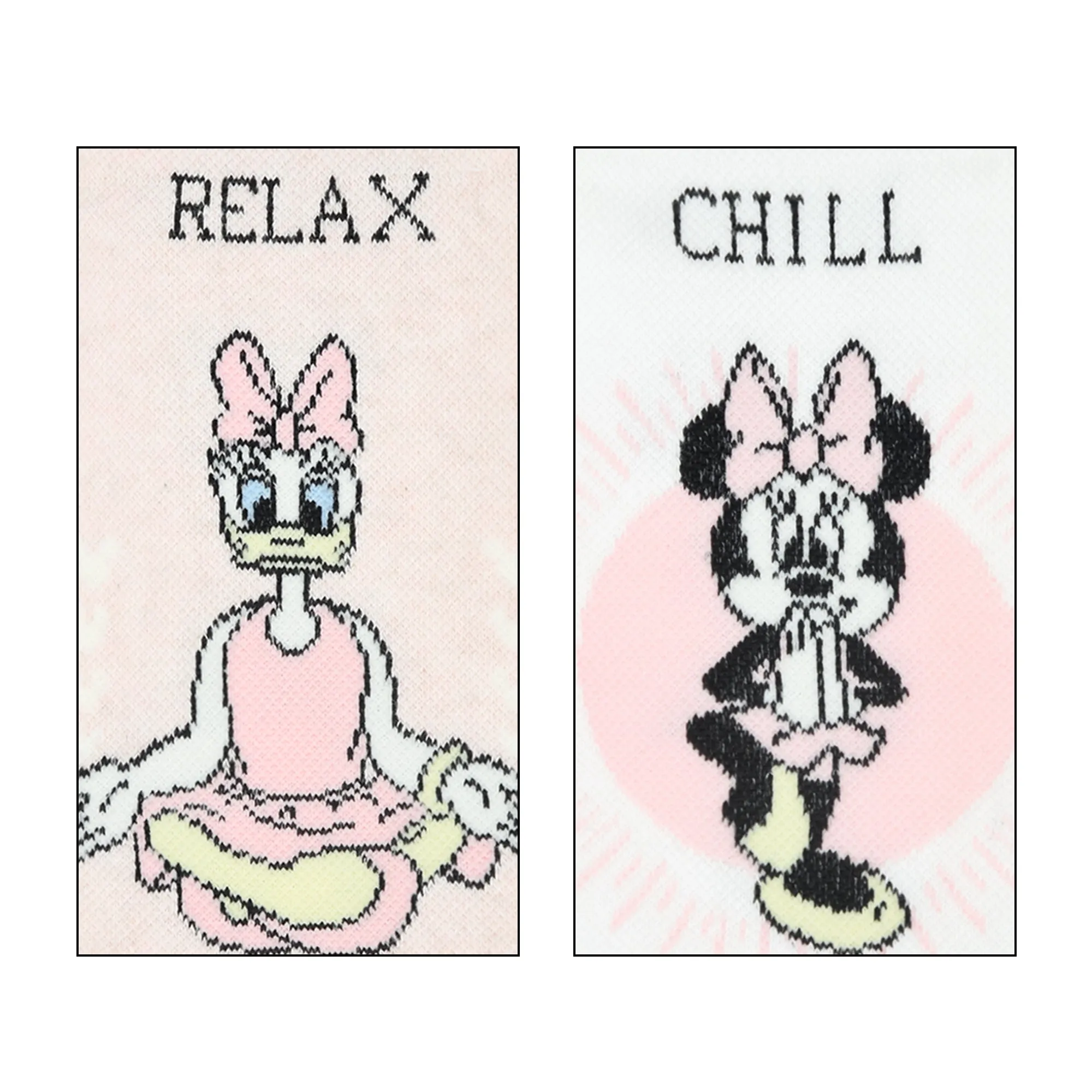 Balenzia x Disney Character Anti Bacterial Yoga socks for Women with Anti Skid - Daisy & Minnie (Pack of 2 Pairs/1U)White Pink
