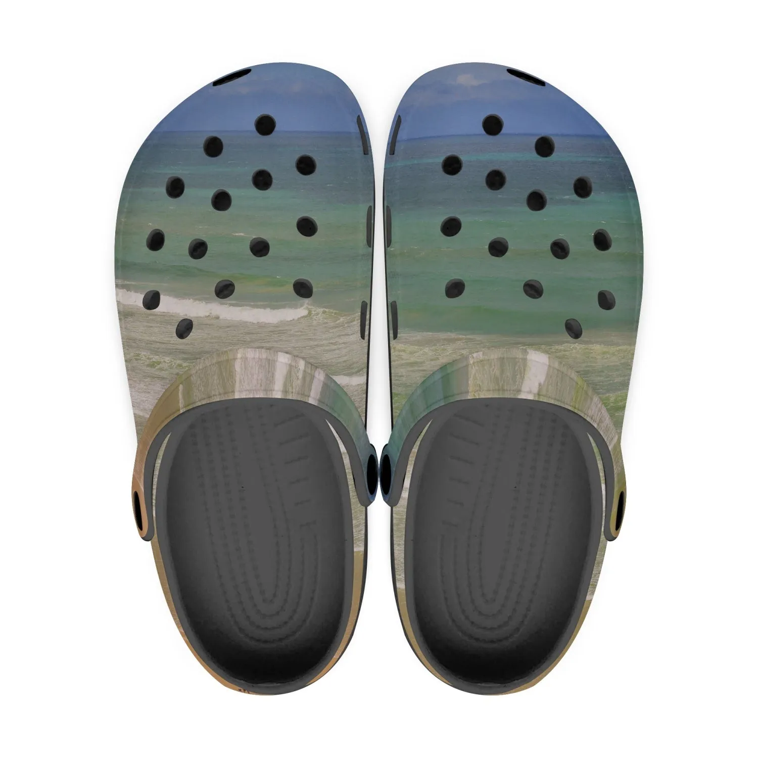 Beach Day Black Unisex Rubber Shoes up to size 12