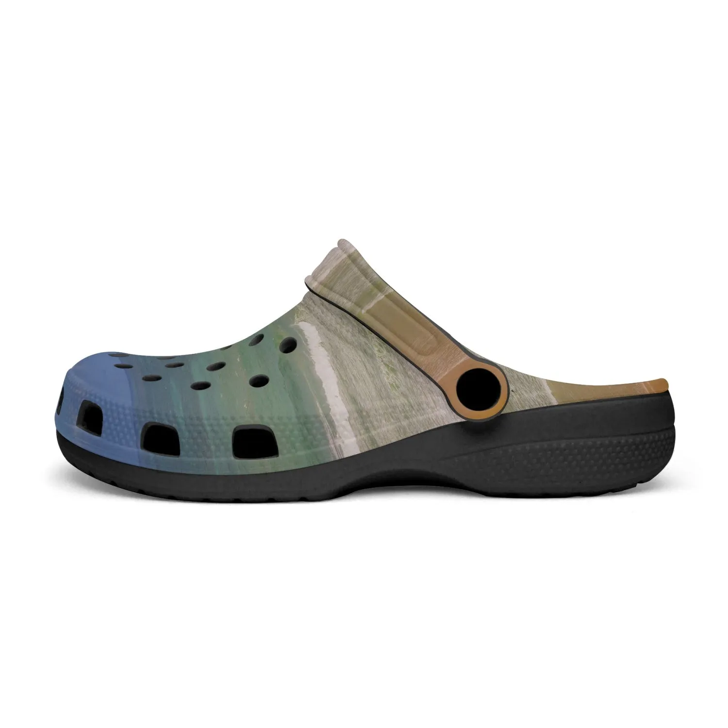 Beach Day Black Unisex Rubber Shoes up to size 12