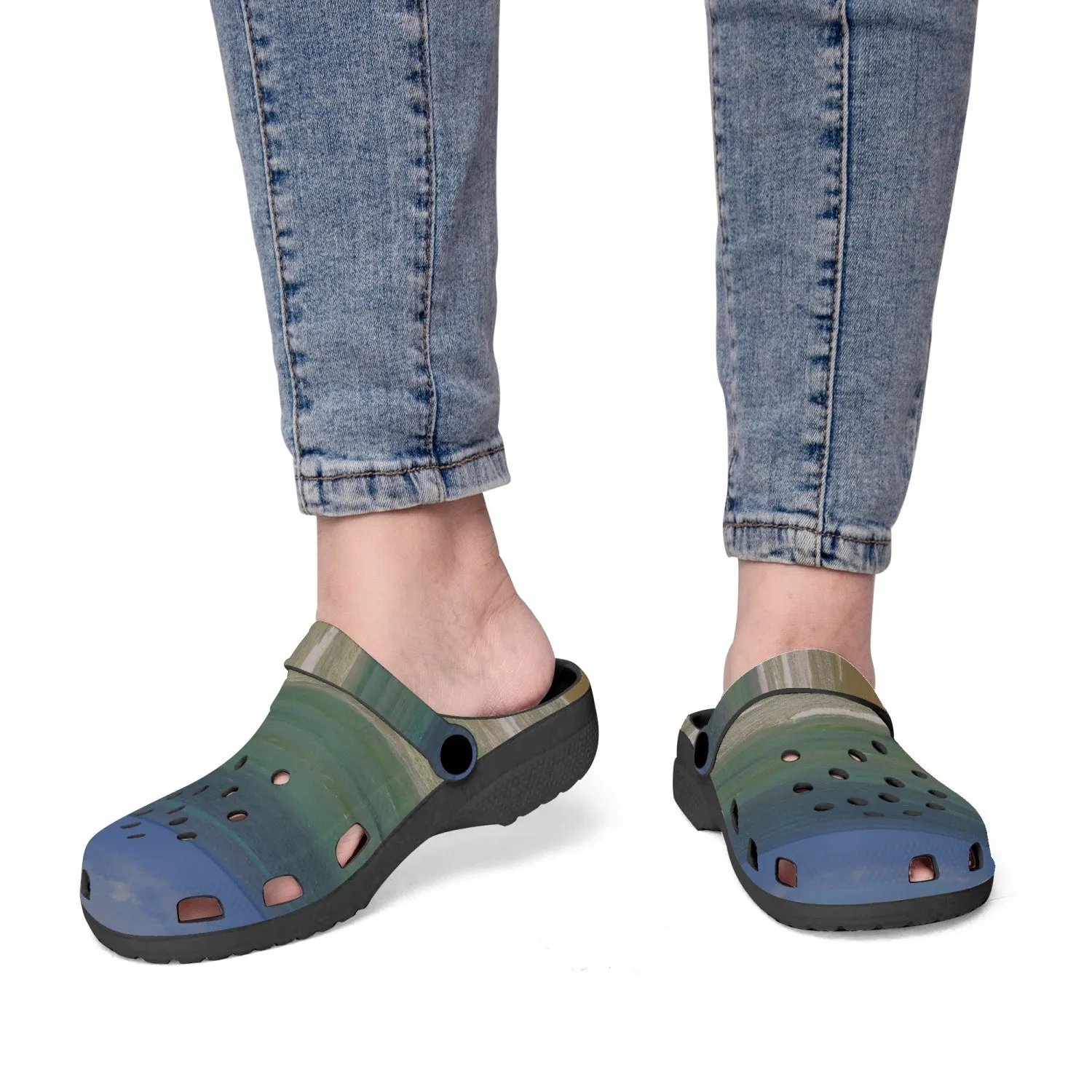Beach Day Black Unisex Rubber Shoes up to size 12