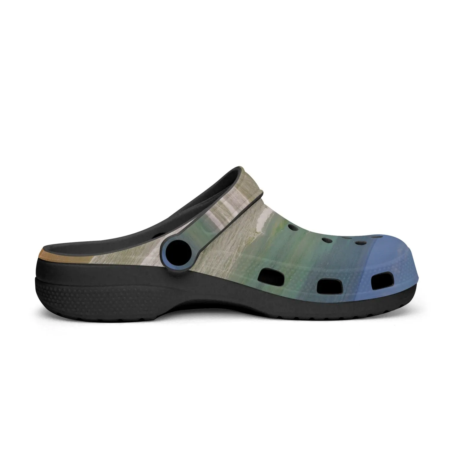 Beach Day Black Unisex Rubber Shoes up to size 12