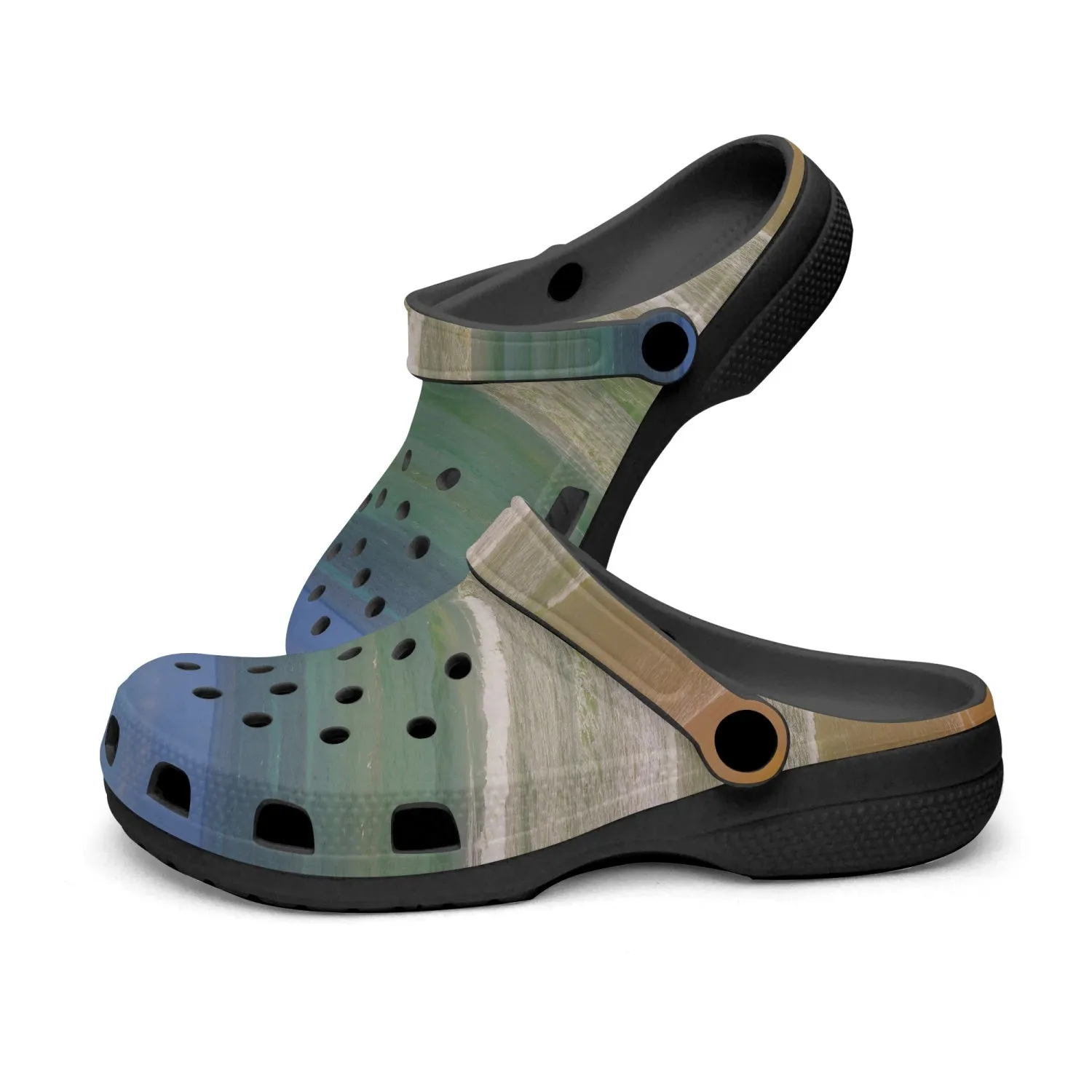 Beach Day Black Unisex Rubber Shoes up to size 12
