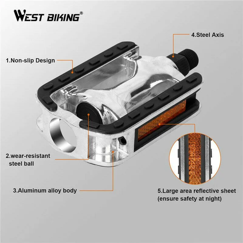 Bike Pedals Anti-slip Aluminum Alloy Ultralight Cycling Pedals 14mm Thread Diameter Mountain Road Bicycle Pedal