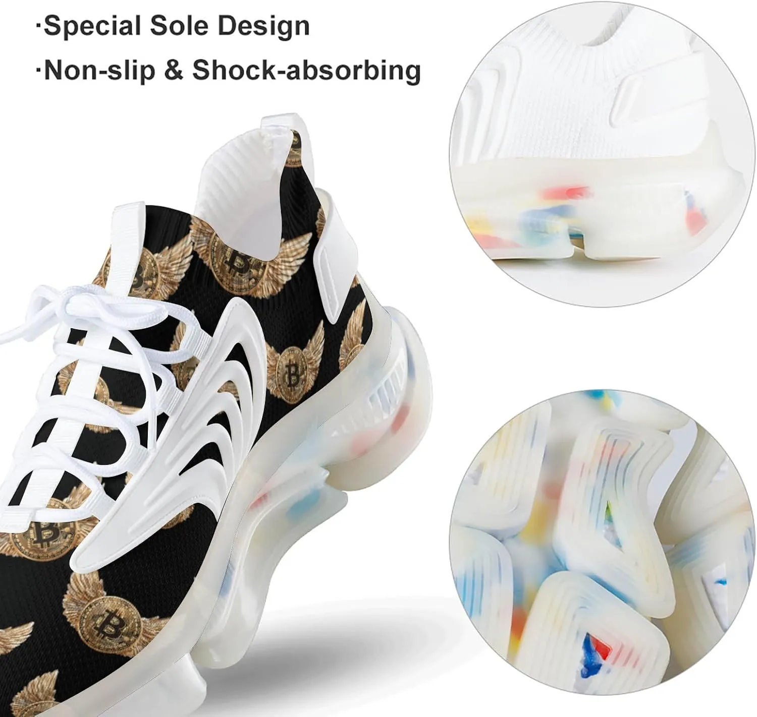 Bitcoin with Wings Men's Running Shoes Lightweight Walking Shoe Breathable Sneaker