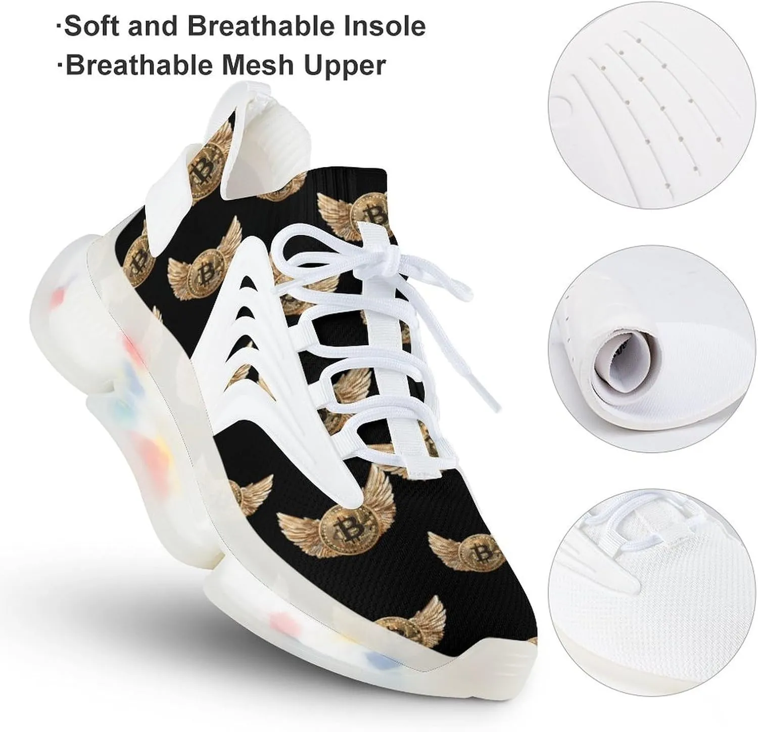 Bitcoin with Wings Men's Running Shoes Lightweight Walking Shoe Breathable Sneaker
