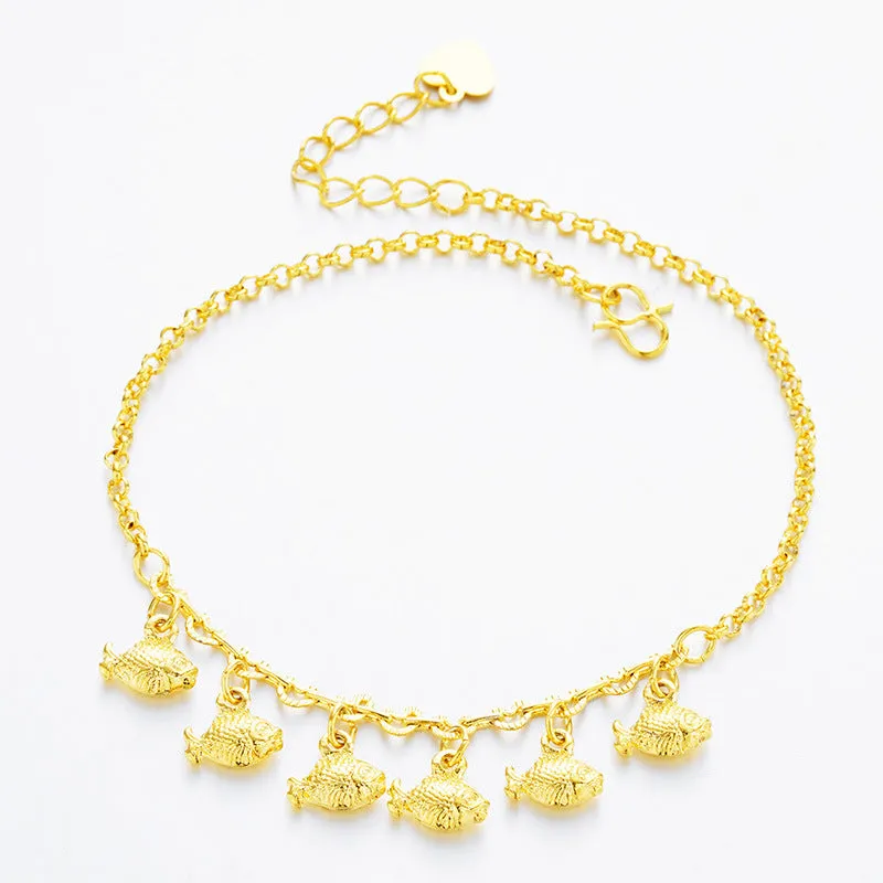 Bohemian 24K Gold Color heart shape anklets for women