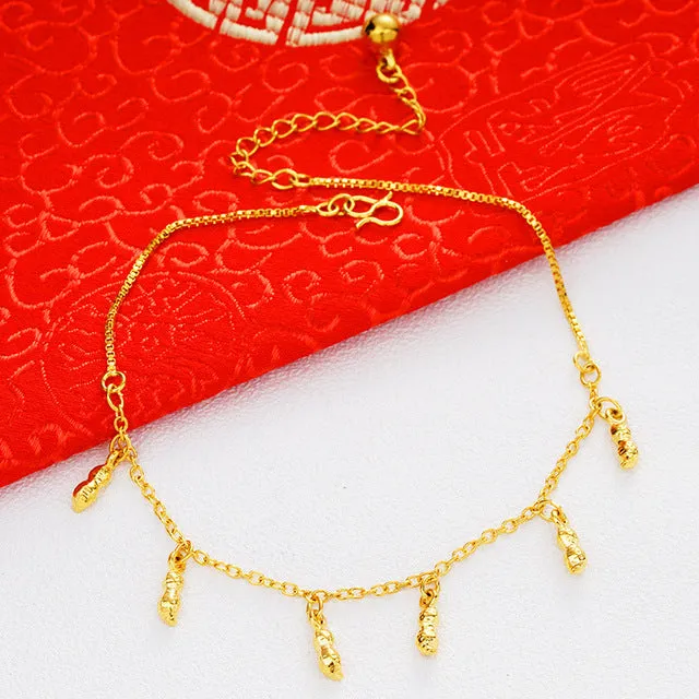 Bohemian 24K Gold Color heart shape anklets for women