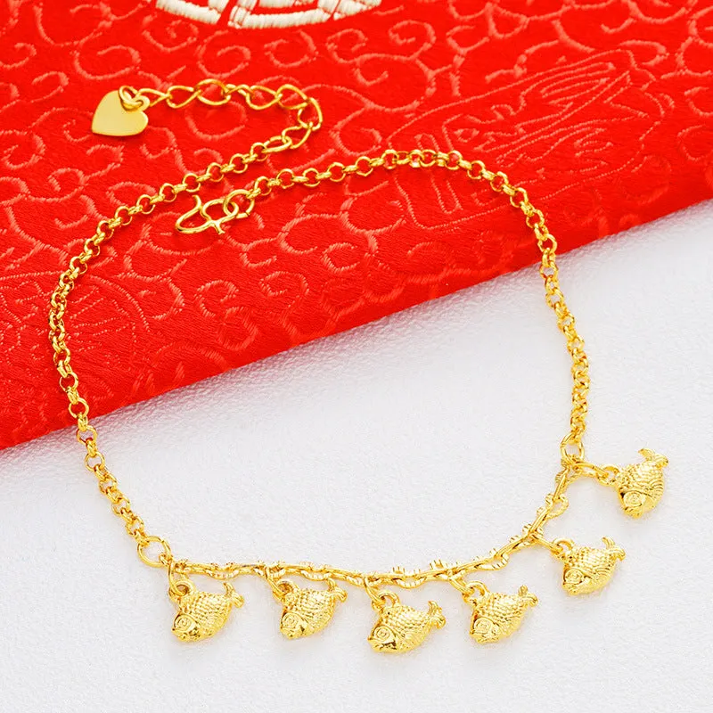 Bohemian 24K Gold Color heart shape anklets for women