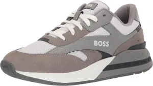 BOSS Men's Leather Low Profile Run Inspired Sneaker