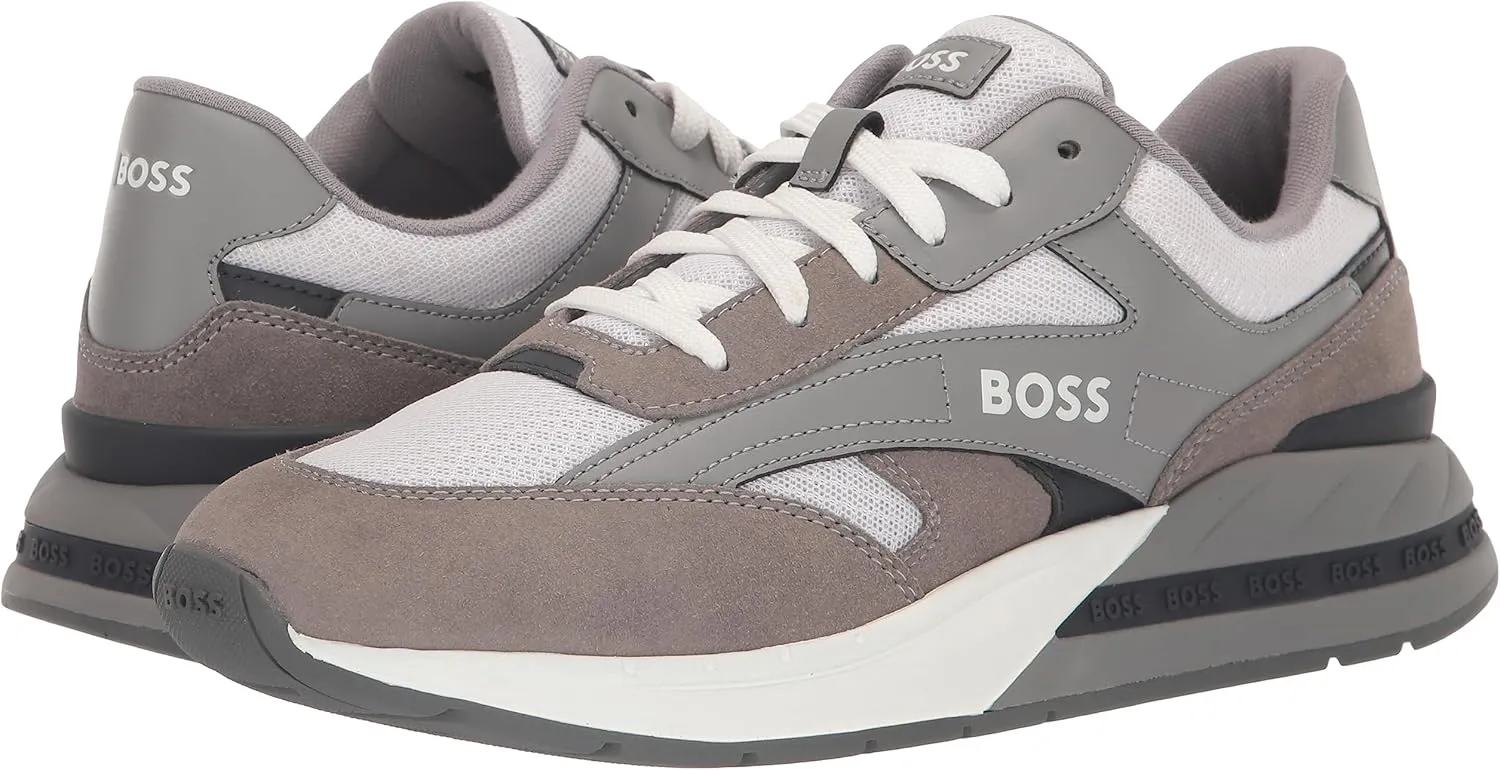 BOSS Men's Leather Low Profile Run Inspired Sneaker