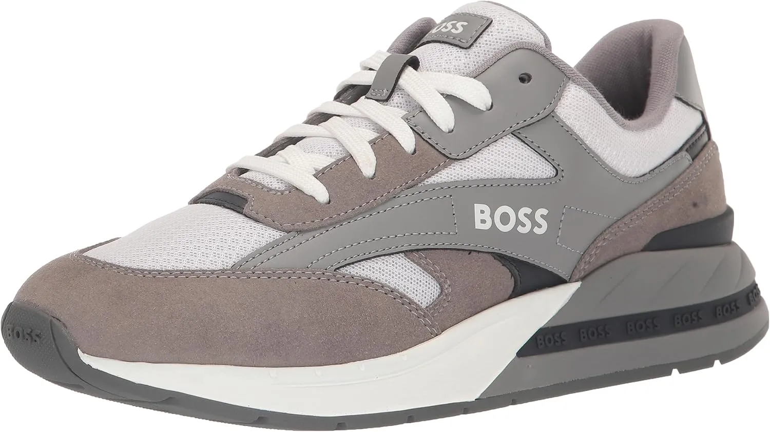 BOSS Men's Leather Low Profile Run Inspired Sneaker