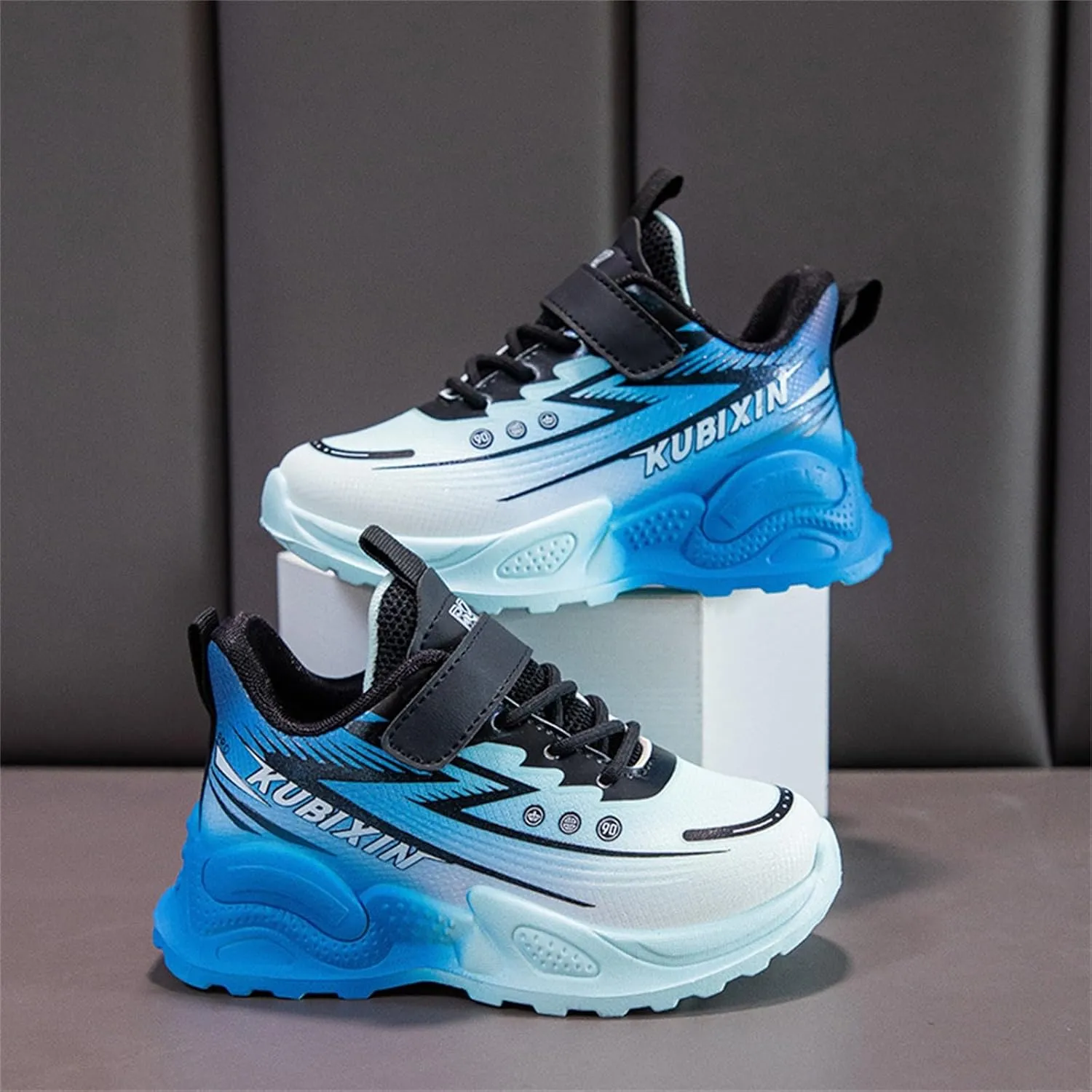 Boys Basketball Shoes, Kids High Top Sneakers, Youth Thick Sole Non Slip Comfortable Shoes with Adjustable Strap