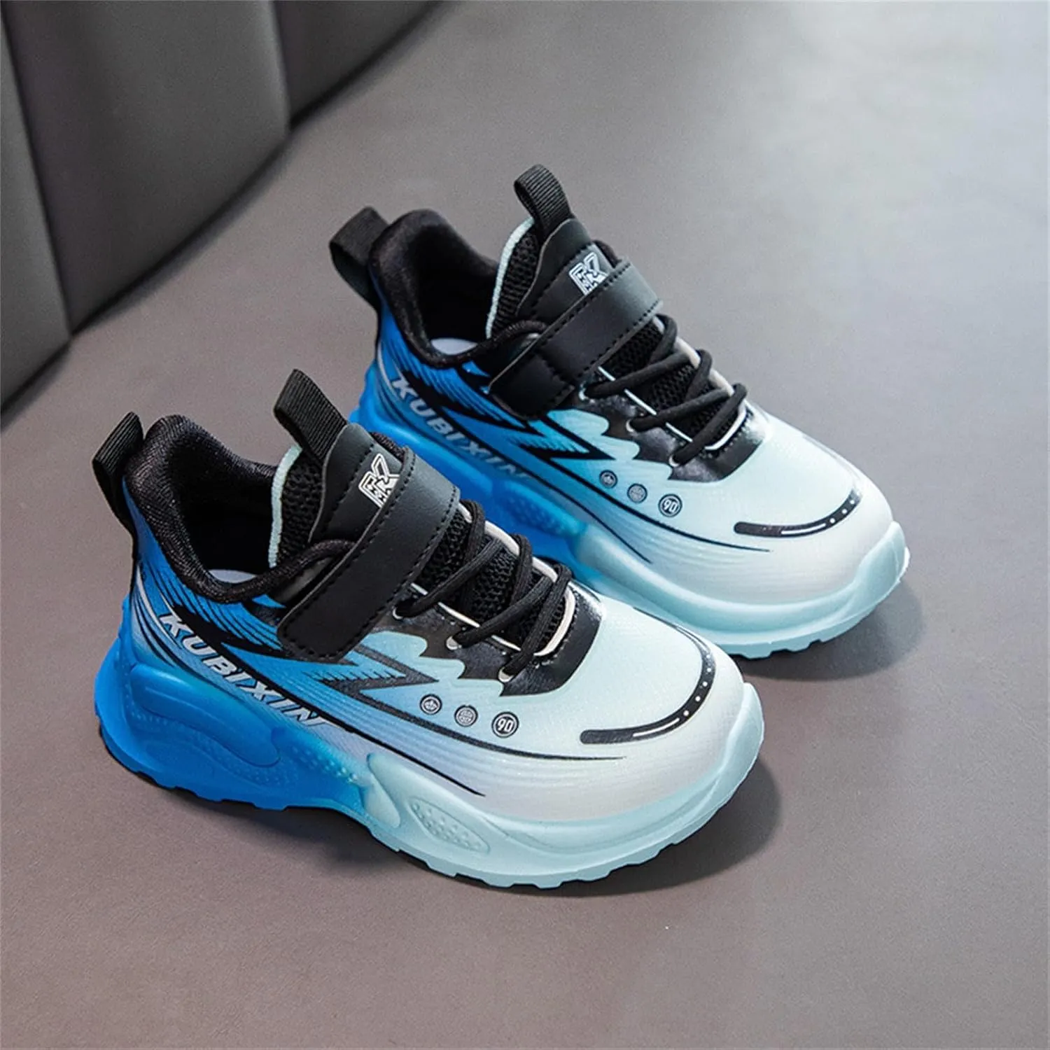 Boys Basketball Shoes, Kids High Top Sneakers, Youth Thick Sole Non Slip Comfortable Shoes with Adjustable Strap