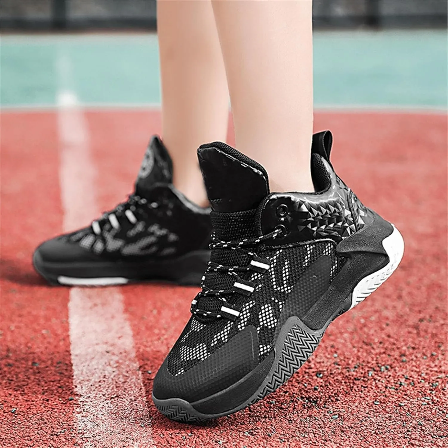 Boys Basketball Shoes Kids Trainers Comfort High Top Sport Athletics Shoes Baby Girl Non Slip Tied Shoes Sneakers