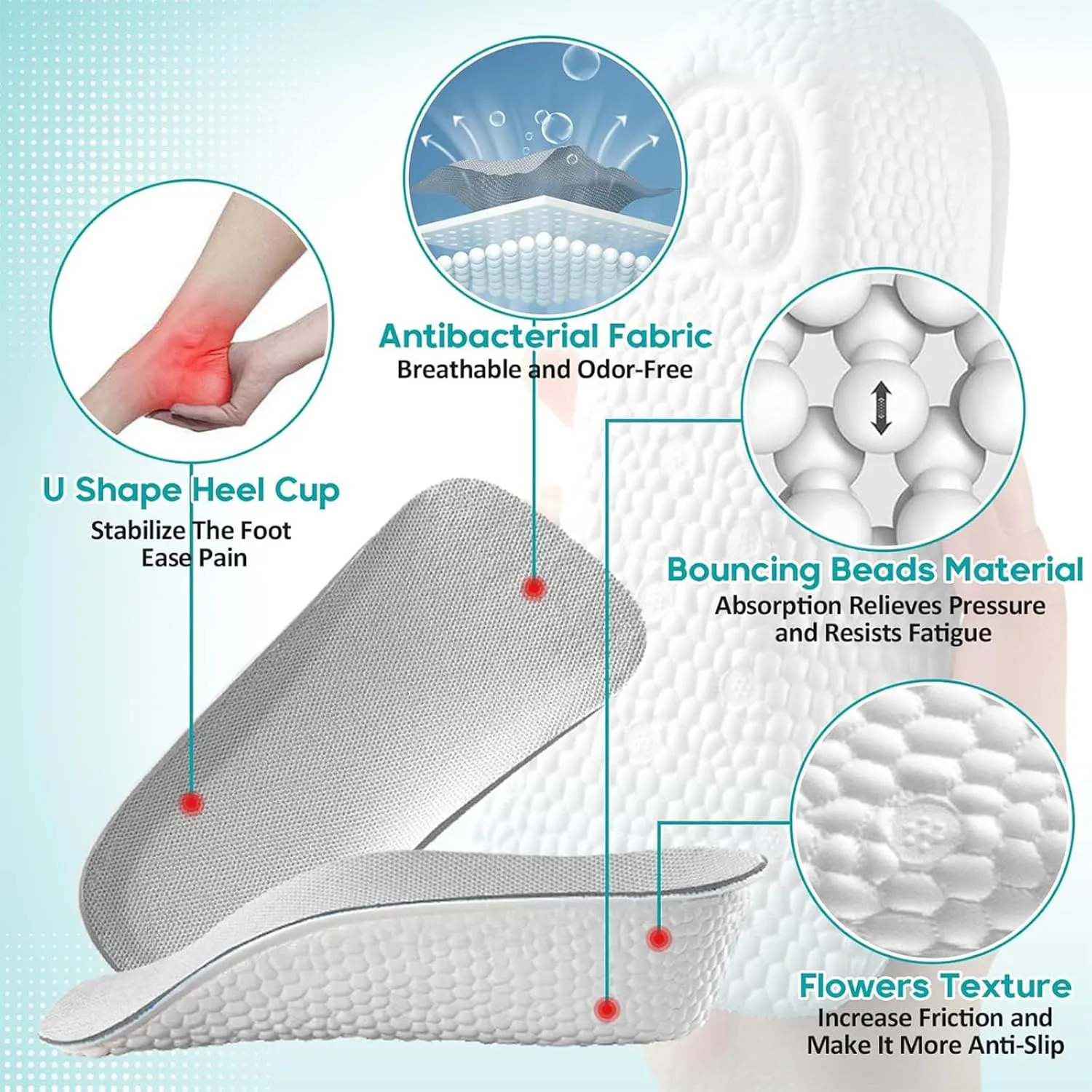 Brandone Height Insoles, Brandone Height Insoles 3 Inch, Orthopedic Highpads for Men and Women, Breathable Shock-Absorbing Arch Support Insolerelieve Foot Pain (Gray, 1.37 inches)