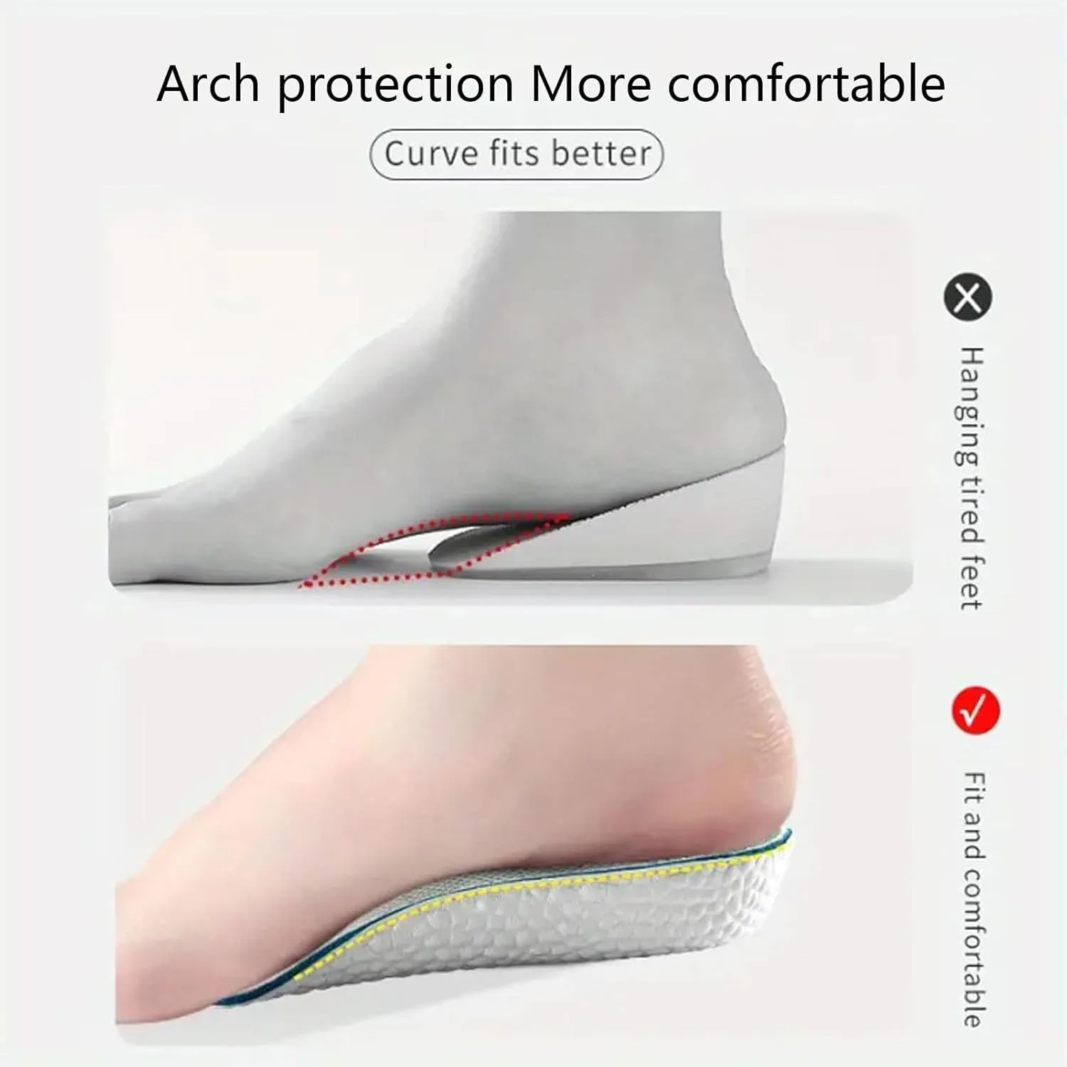 Brandone Height Insoles, Brandone Height Insoles 3 Inch, Orthopedic Highpads for Men and Women, Breathable Shock-Absorbing Arch Support Insolerelieve Foot Pain (Gray, 1.37 inches)