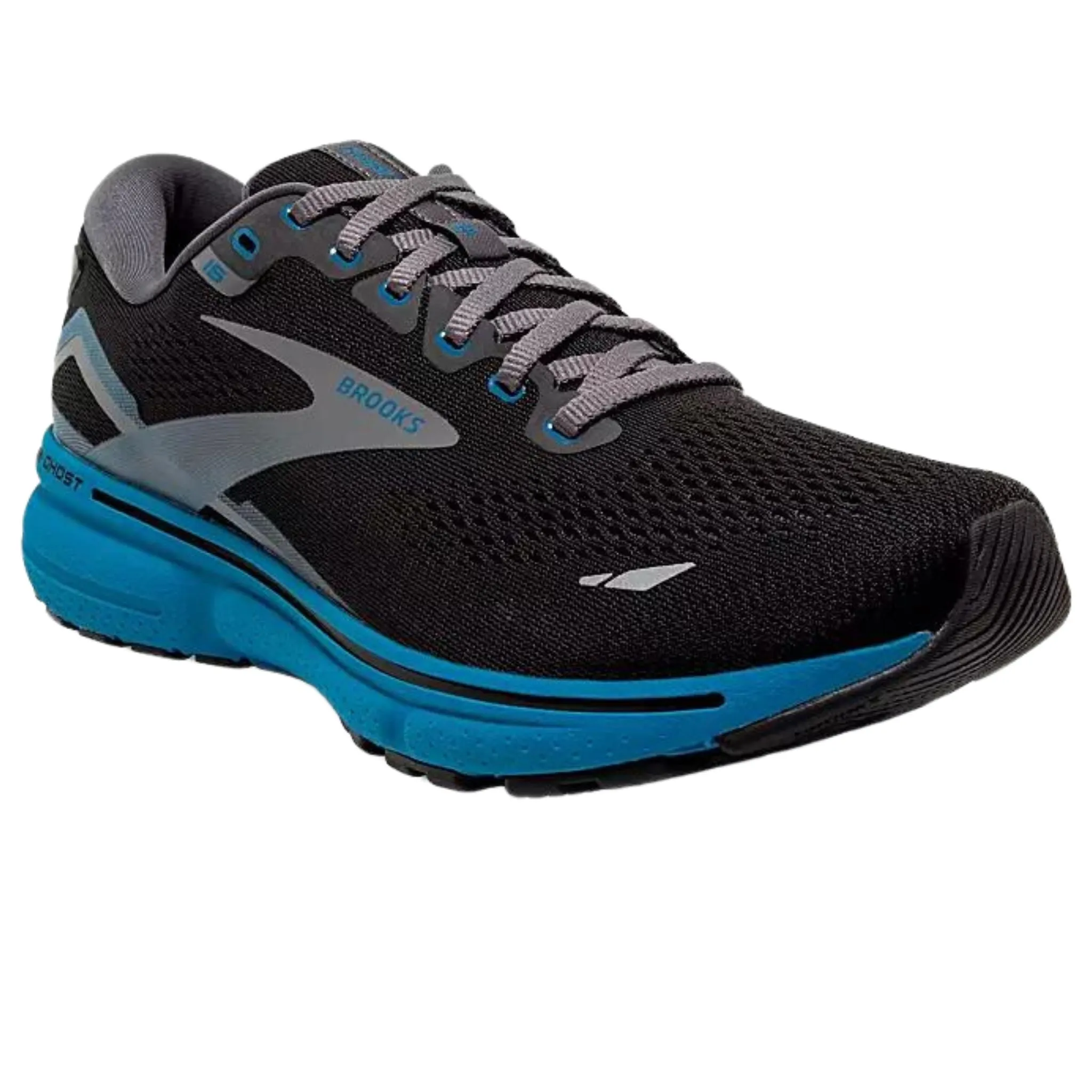 Brooks Men's 110393 056 Ghost 15 Black Blackened Pearl Blue  Cushion Running Shoes