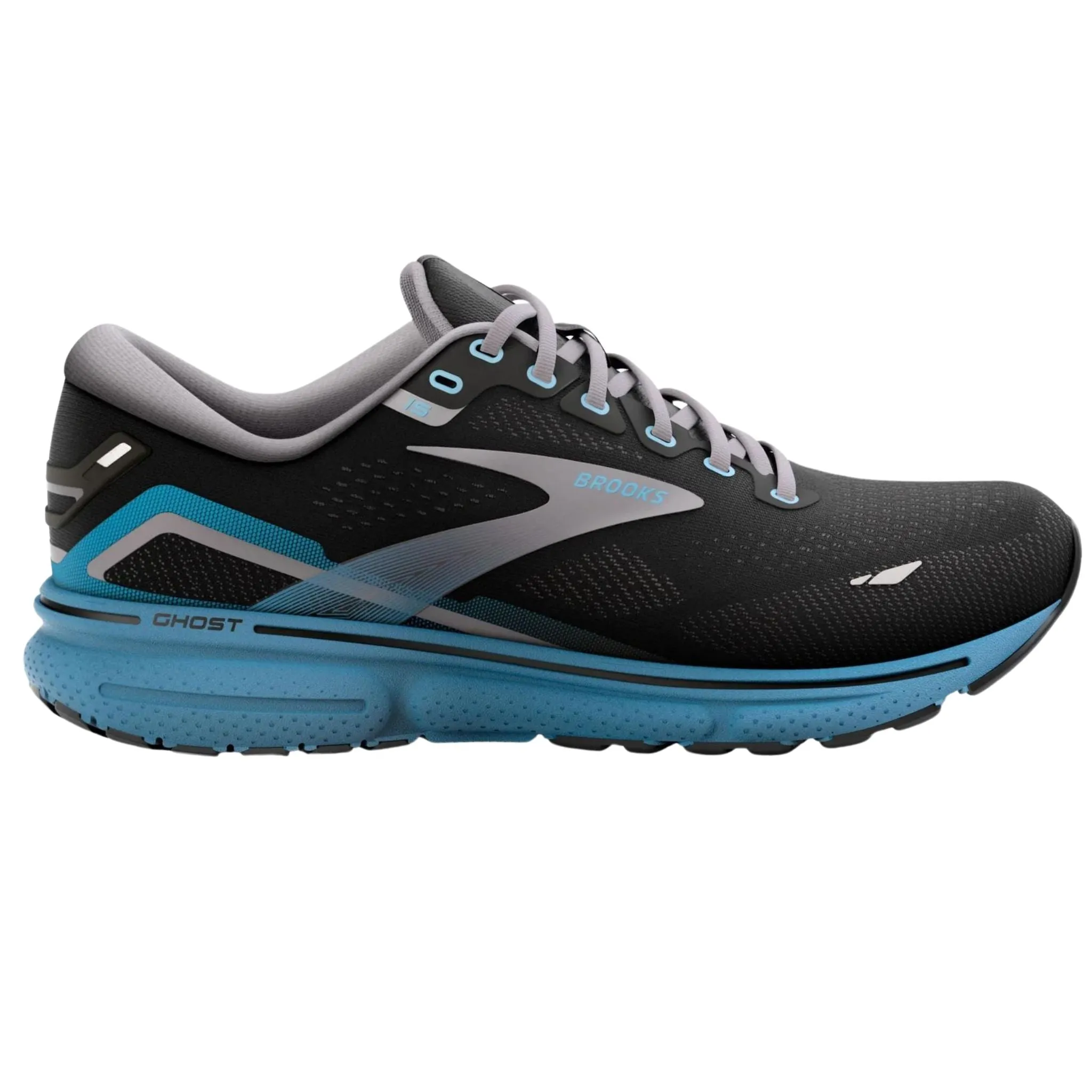 Brooks Men's 110393 056 Ghost 15 Black Blackened Pearl Blue  Cushion Running Shoes