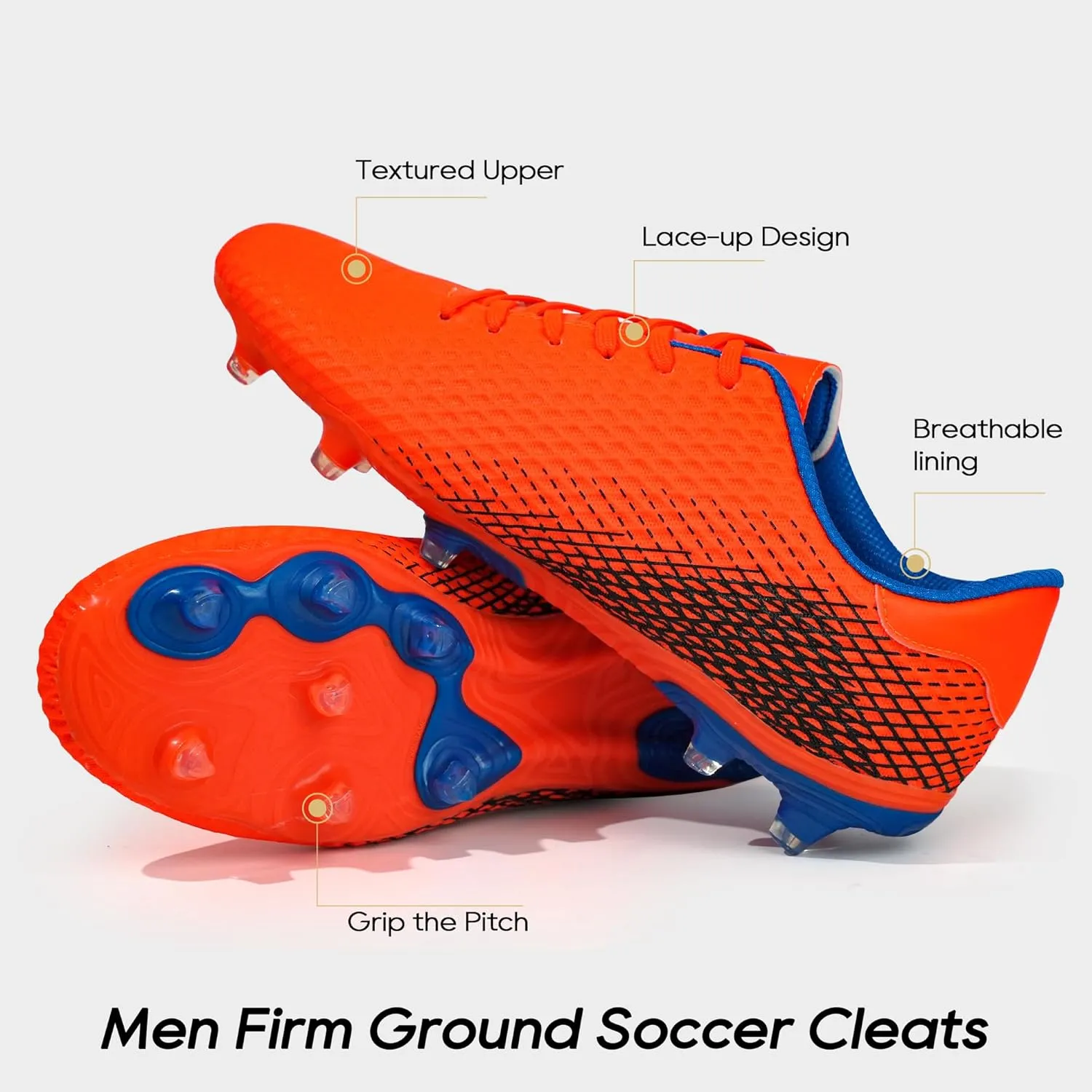 brooman Men Firm Ground Soccer Cleats Soccer Shoes