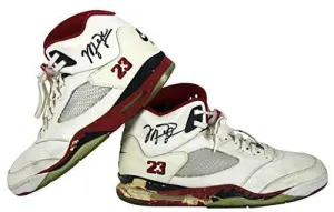 Bulls Michael Jordan Signed 1990 Game Used Nike Air Jordan V Shoes BAS