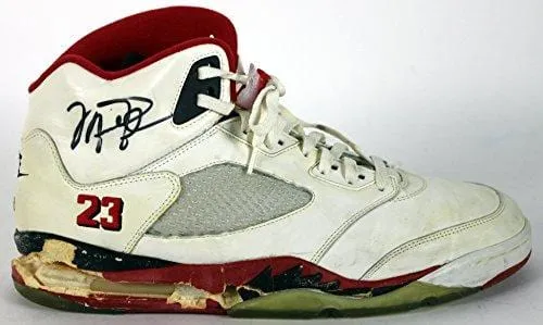 Bulls Michael Jordan Signed 1990 Game Used Nike Air Jordan V Shoes BAS