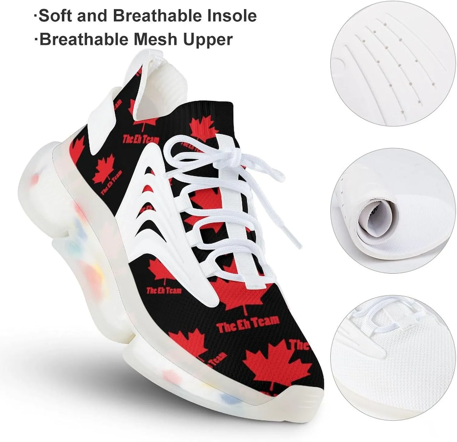 Canada Eh Team Maple Men's Running Shoes Lightweight Walking Shoe Breathable Sneaker