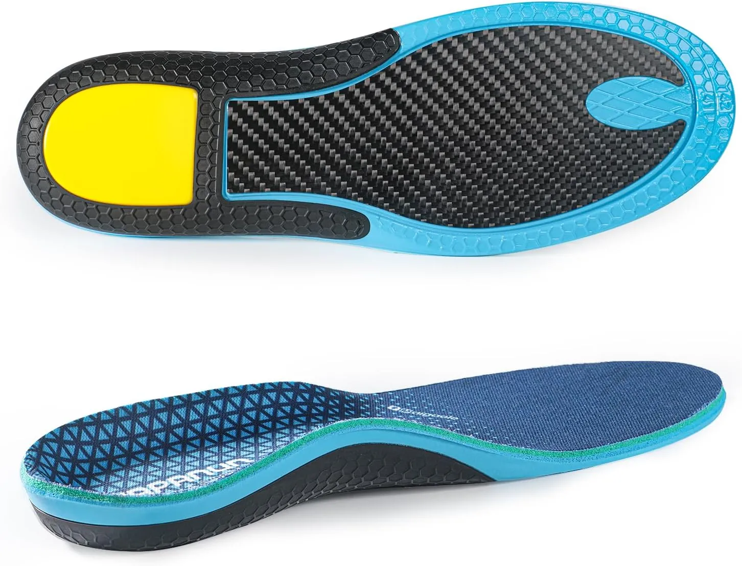Carbon Fiber Shock-Absorbing Insole with Arch Support is Suitable for Basketball, Running, Cycling, Outdoor Hiking and Other Daily Sports. (Blue, M10.5/11W11.5/12300mm)