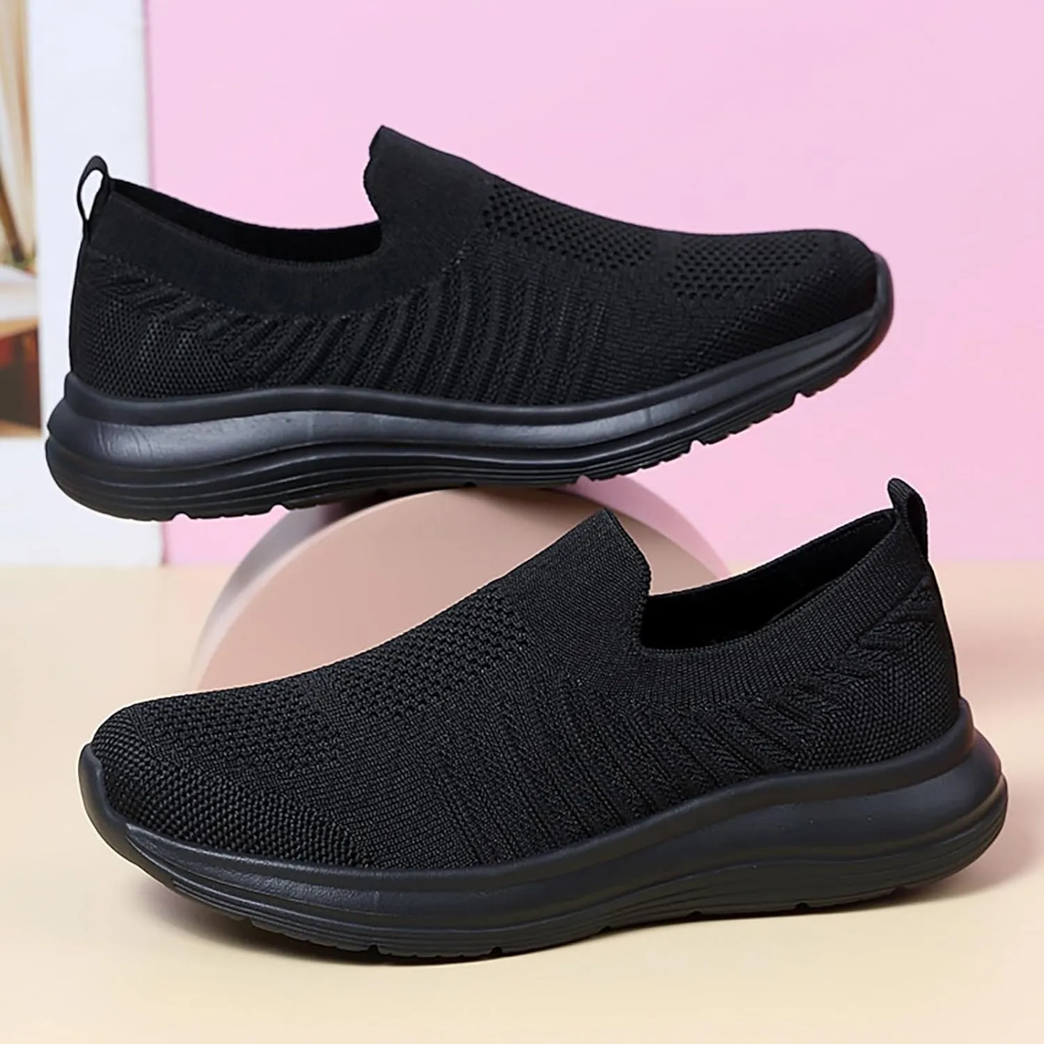 Casual Boat Shoes for Women Slip On Air Cushioned Classic Comfort Flat Fashion Tennis Sneakers Non Slip Walking Sports Breathable Comfortable Lightweight Jogging Shoes for Gym Travel