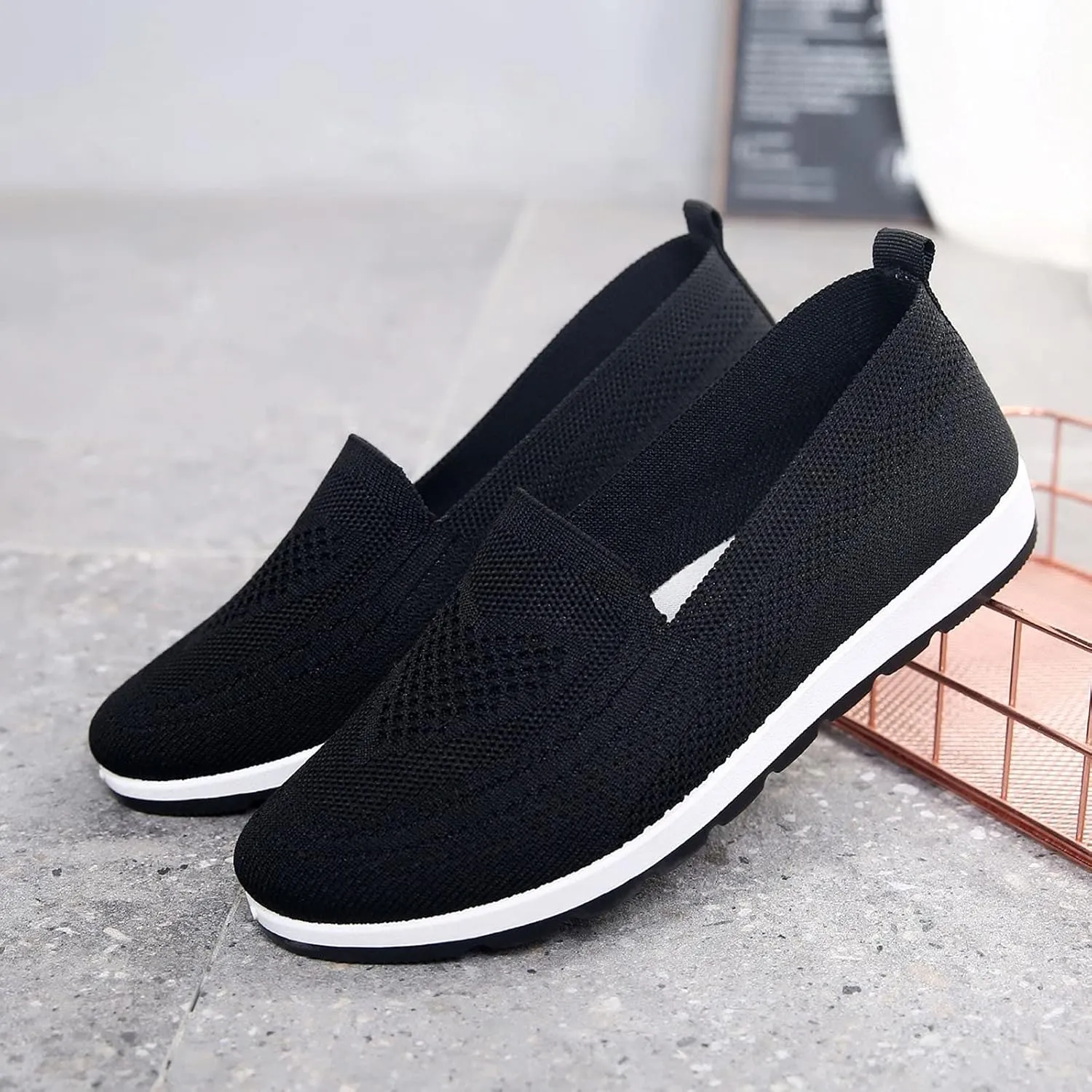 Casual Boat Shoes for Women Slip On Breathable Comfortable Lightweight Classic Comfort Flat Fashion Sneakers Non Slip Air Cushioned Casual Tennis Walking Sports Shoes for Gym Travel