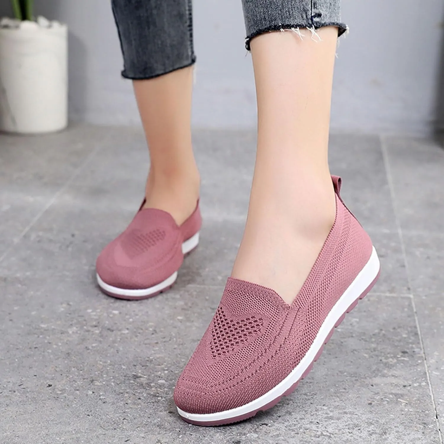 Casual Boat Shoes for Women Slip On Breathable Comfortable Lightweight Classic Comfort Flat Fashion Sneakers Non Slip Air Cushioned Casual Tennis Walking Sports Shoes for Gym Travel