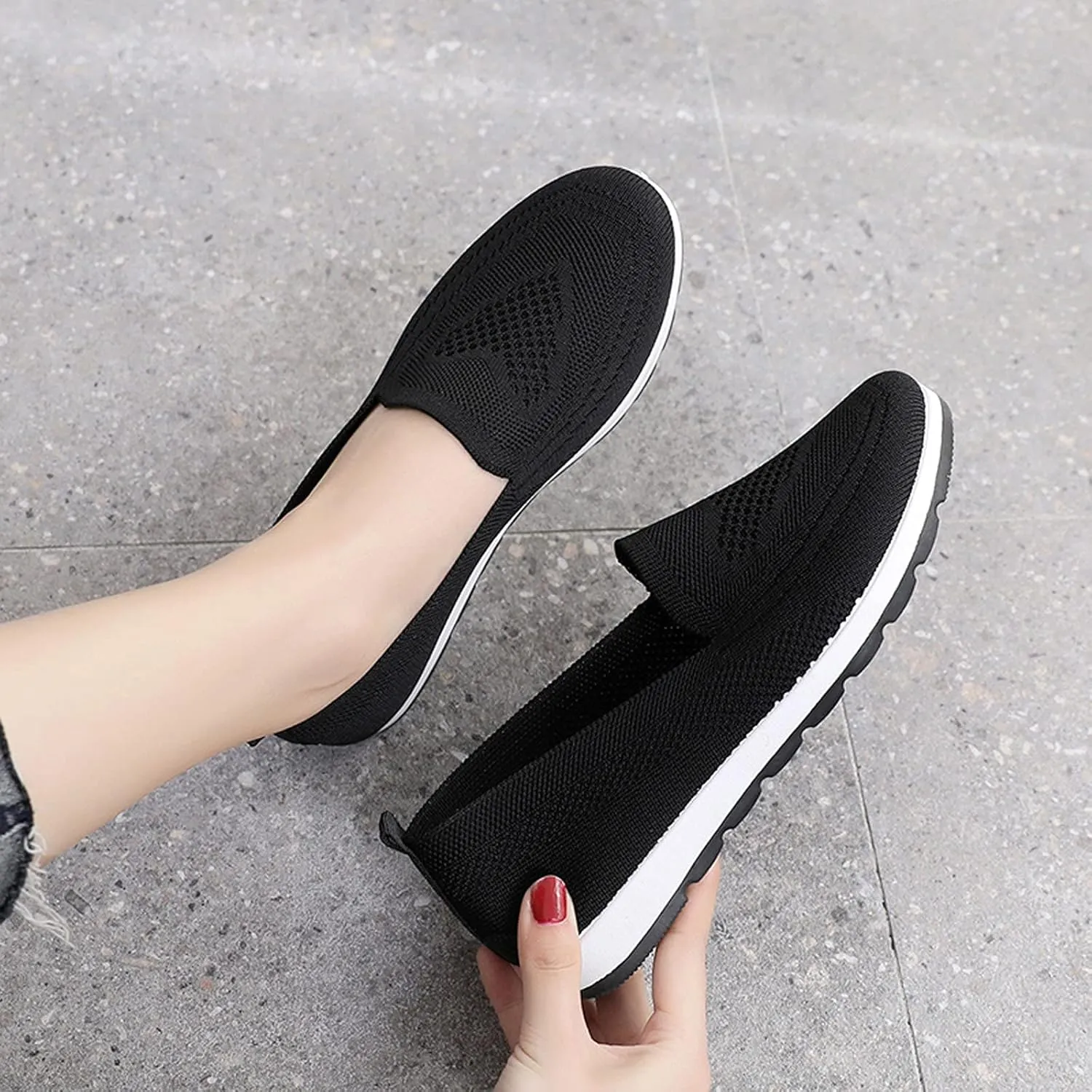 Casual Boat Shoes for Women Slip On Breathable Comfortable Lightweight Classic Comfort Flat Fashion Sneakers Non Slip Air Cushioned Casual Tennis Walking Sports Shoes for Gym Travel