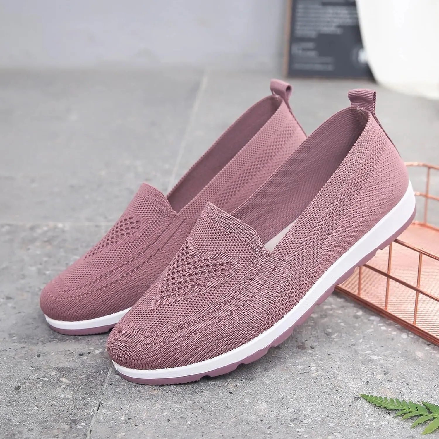 Casual Boat Shoes for Women Slip On Breathable Comfortable Lightweight Classic Comfort Flat Fashion Sneakers Non Slip Air Cushioned Casual Tennis Walking Sports Shoes for Gym Travel