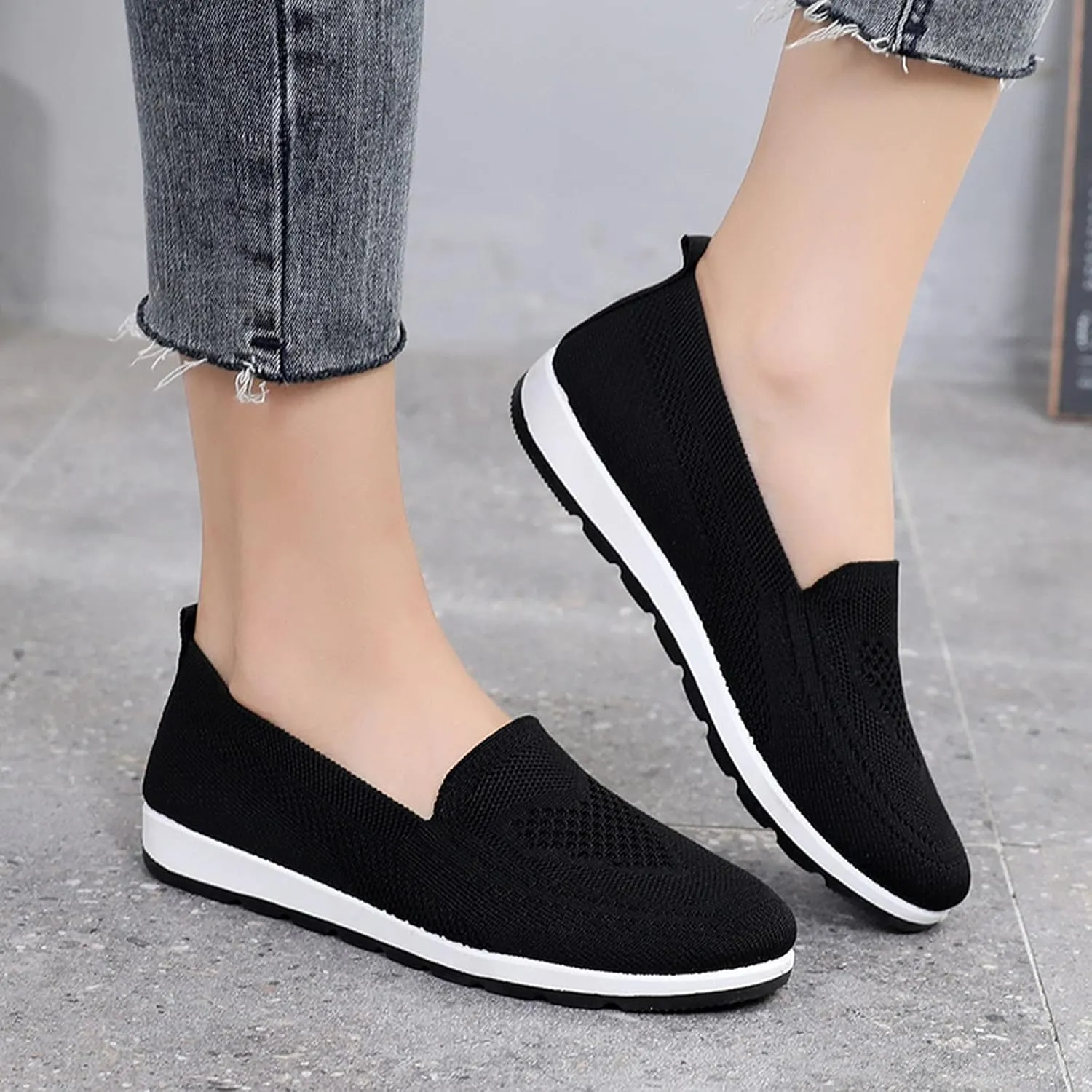Casual Boat Shoes for Women Slip On Breathable Comfortable Lightweight Classic Comfort Flat Fashion Sneakers Non Slip Air Cushioned Casual Tennis Walking Sports Shoes for Gym Travel