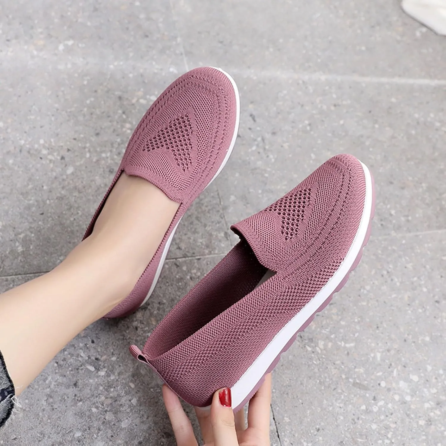 Casual Boat Shoes for Women Slip On Breathable Comfortable Lightweight Classic Comfort Flat Fashion Sneakers Non Slip Air Cushioned Casual Tennis Walking Sports Shoes for Gym Travel