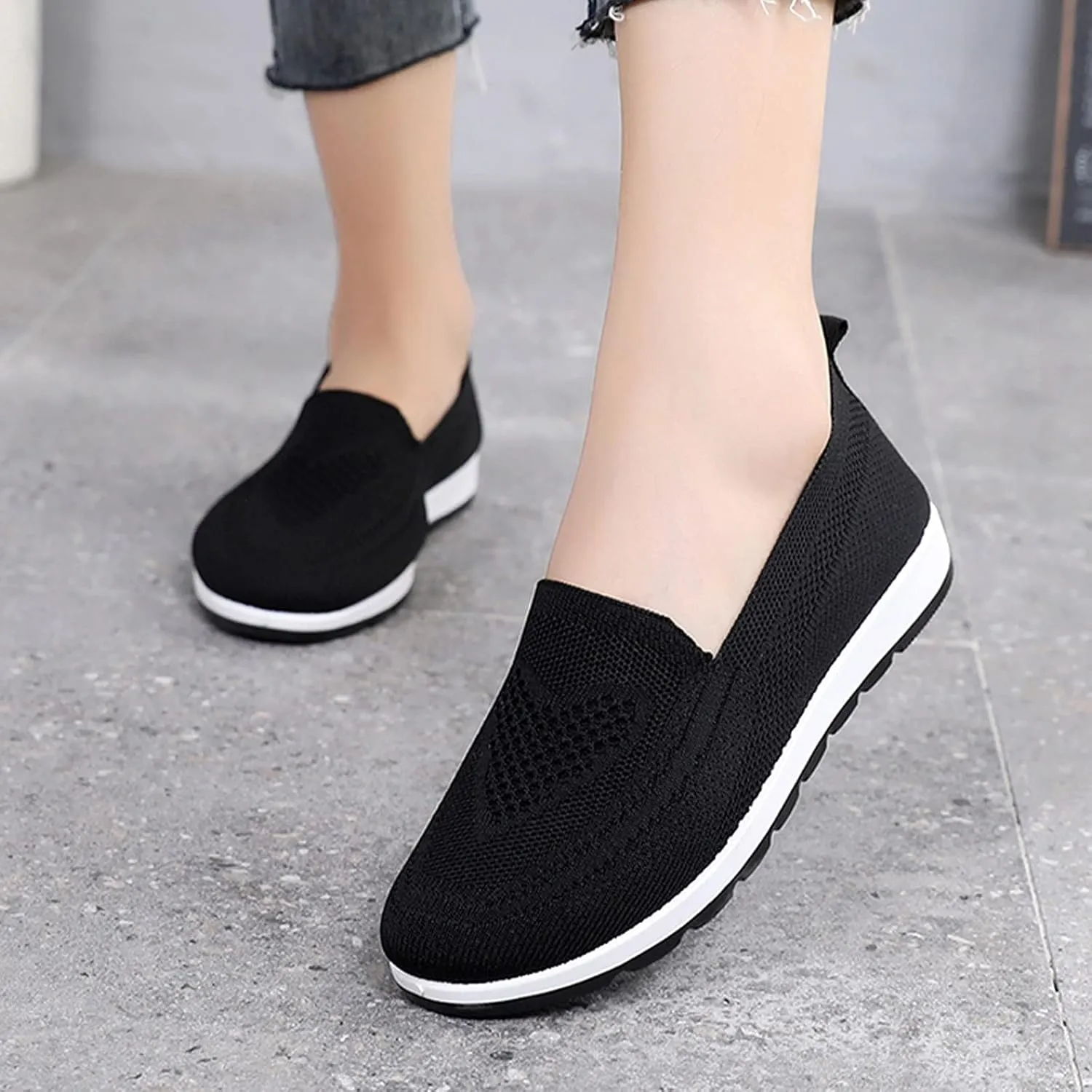 Casual Boat Shoes for Women Slip On Breathable Comfortable Lightweight Classic Comfort Flat Fashion Sneakers Non Slip Air Cushioned Casual Tennis Walking Sports Shoes for Gym Travel
