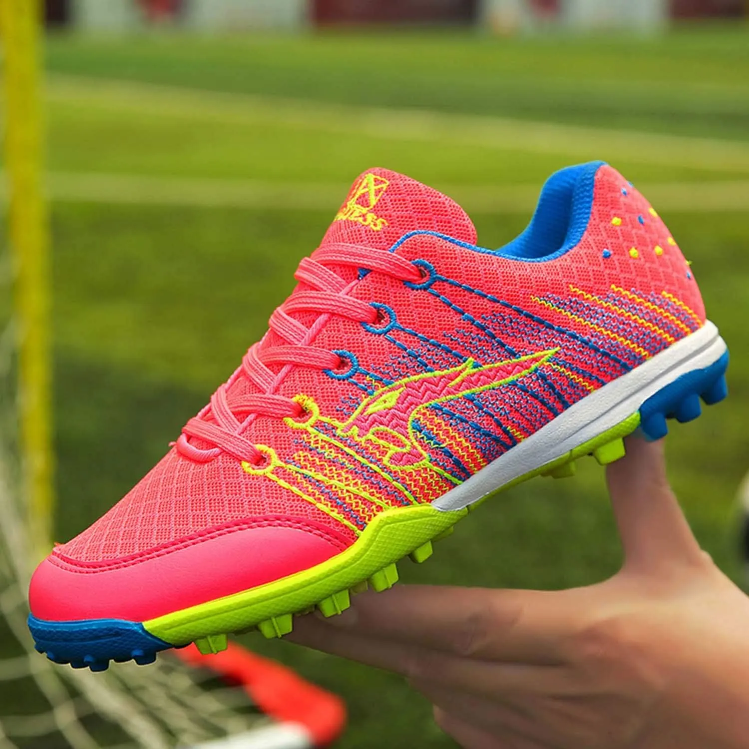 CERYTHRINA Kids Turf Soccer Shoes Boys Girls Athletic Indoor Outdoor Football Cleats Hook and Loop Shoes