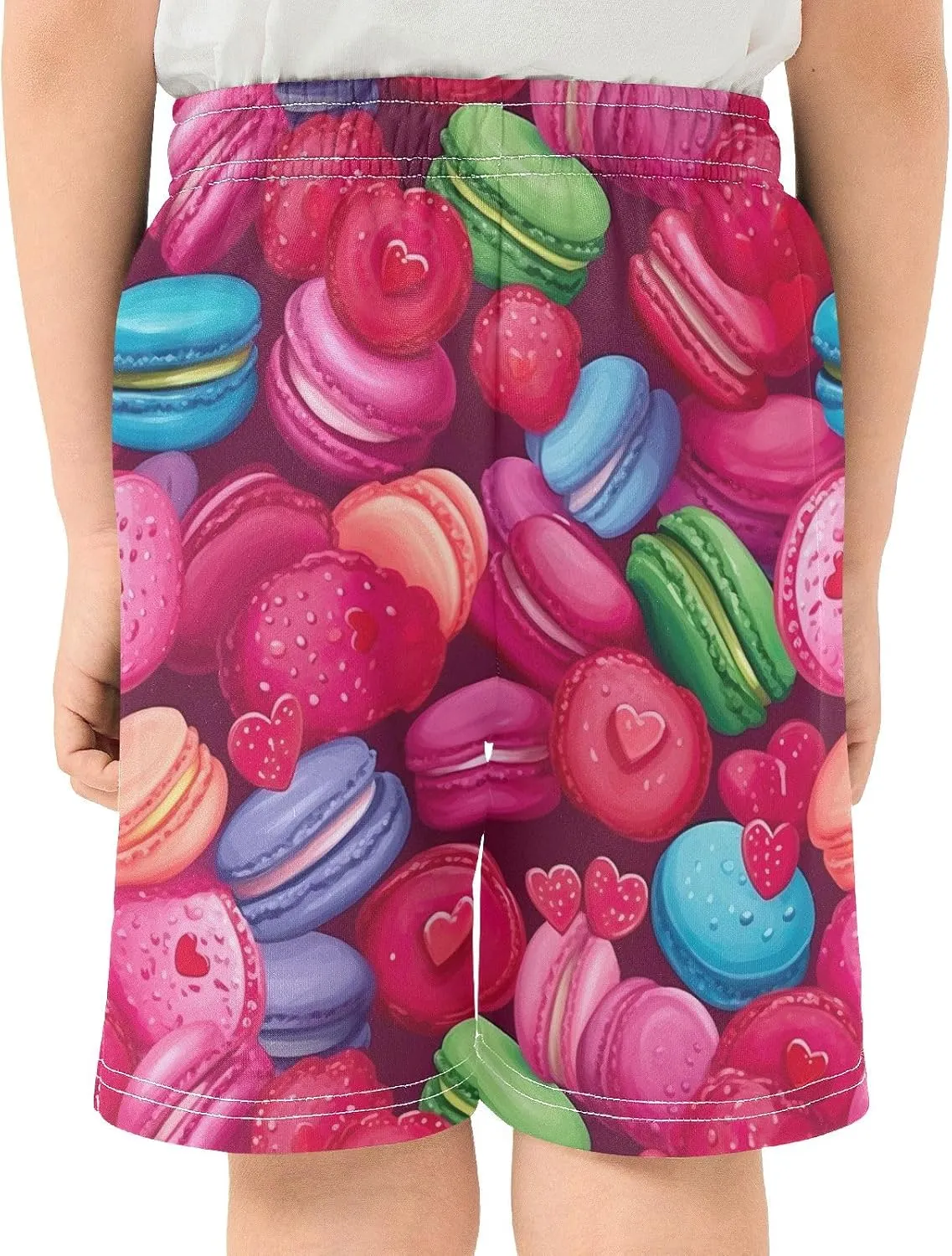 CHIFIGNO Colorful Macaroons Boys Shorts Athletic Gym Shorts Elastic Waist with Pockets Kids Clothes 7-15Y