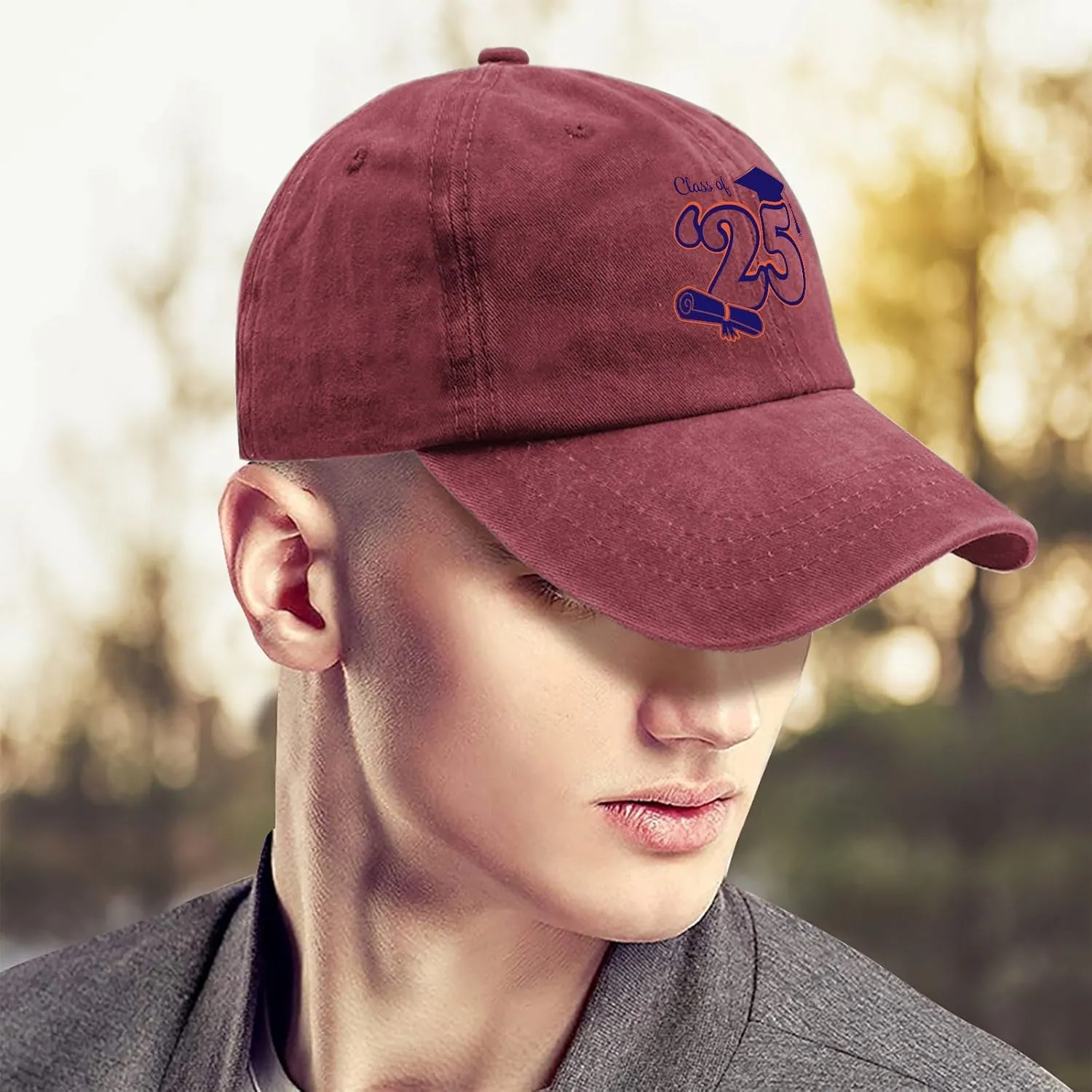 Class of 2025 Graduation Design Mens Baseball Hats Ball Hats for Women Light Weight Cap Ponytail Baseball Hat