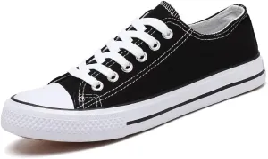 Classic Canvas Sneaker - Black | EUR 40 Soft Cotton Upper - Rubber Sole  2-Hole Ventilation - Removable Instep Machine Washable