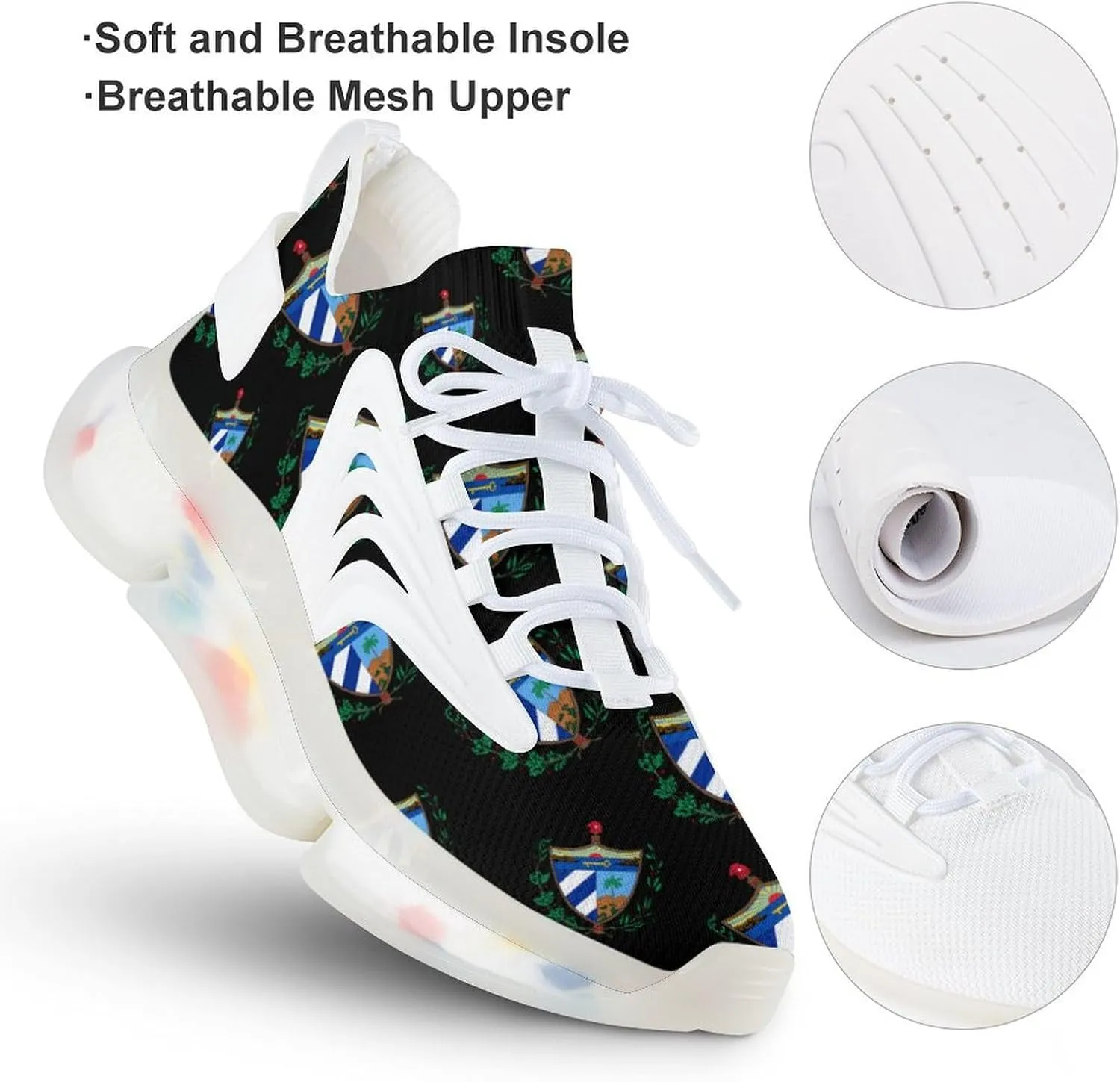 Coat of Arms of Cuba Men's Running Shoes Lightweight Walking Shoe Breathable Sneaker