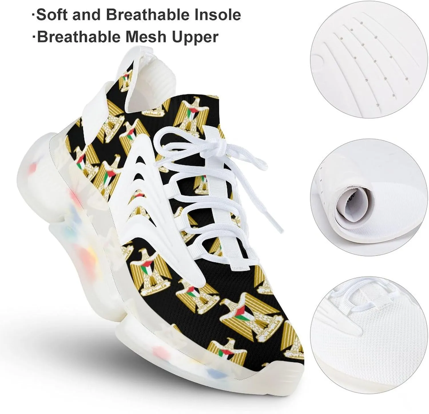 Coat of Arms of Palestine Men's Running Shoes Lightweight Walking Shoe Breathable Sneaker