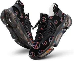 Colorful Peace Sign Psychedelic Men's Running Shoes Lightweight Walking Shoe Breathable Sneaker