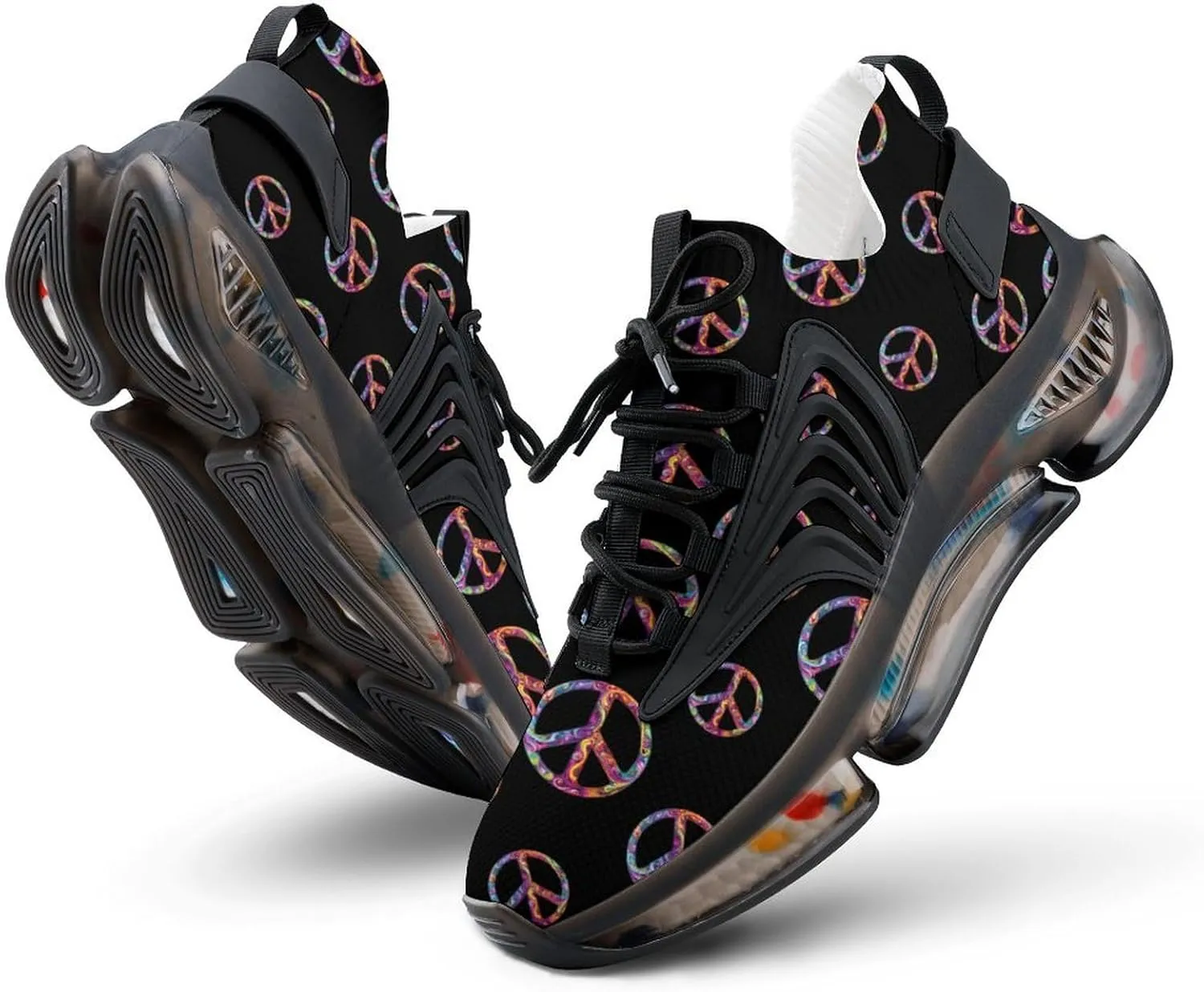 Colorful Peace Sign Psychedelic Men's Running Shoes Lightweight Walking Shoe Breathable Sneaker