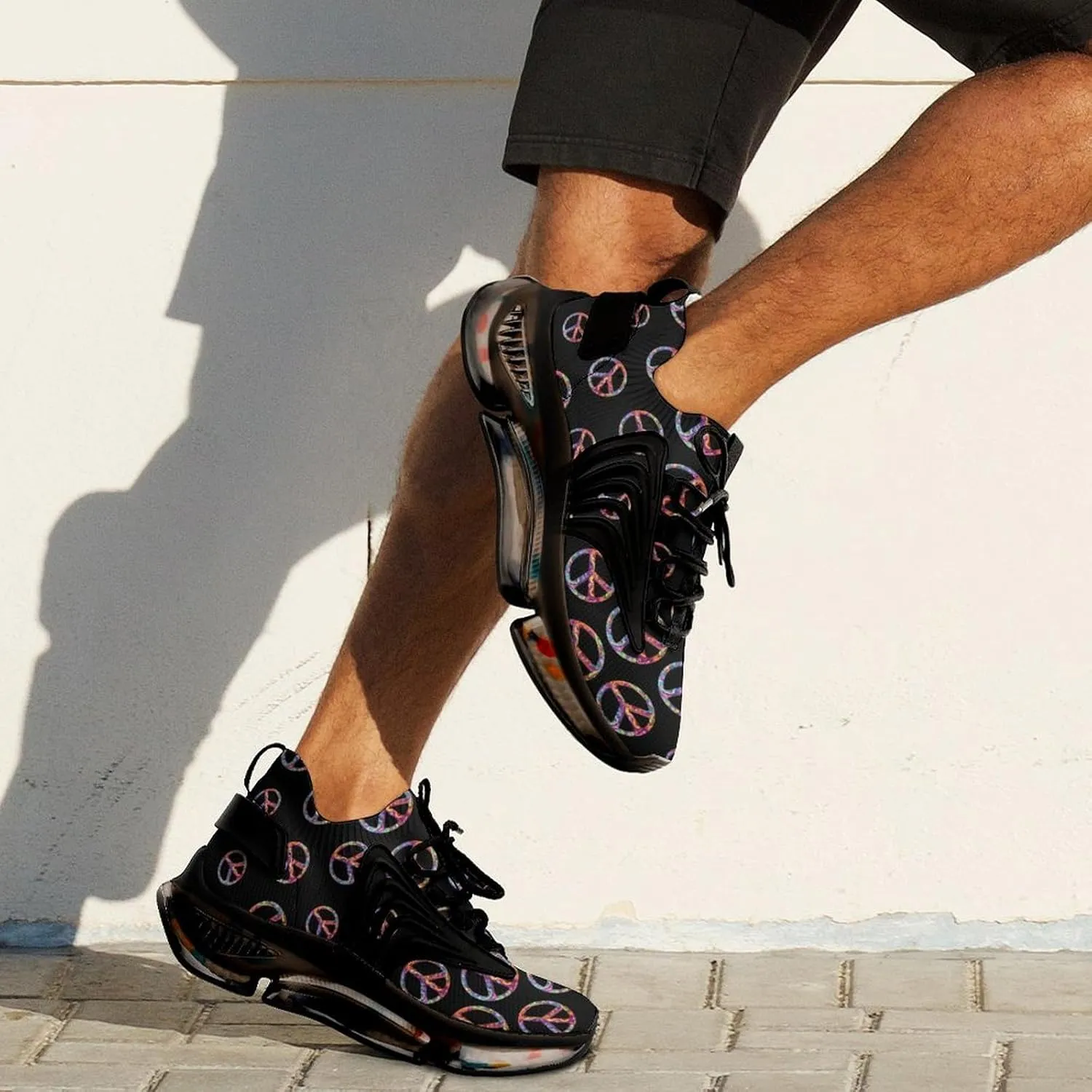 Colorful Peace Sign Psychedelic Men's Running Shoes Lightweight Walking Shoe Breathable Sneaker