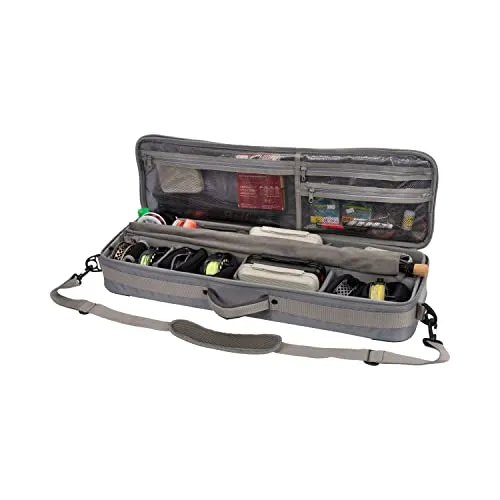 Cottonwood Fly Fishing Rod & Gear Bag Case, Fits 4-Piece, 9.5-Foot Fishing Rods, Heavy-Duty Honeycomb Frame, 1674 CU in / 27 L, Gray/Lime 6379