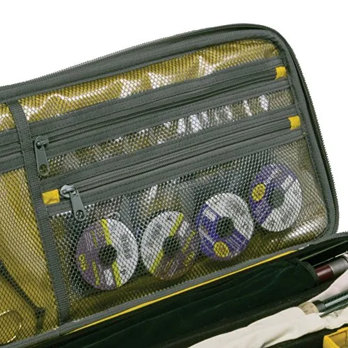 Cottonwood Fly Fishing Rod & Gear Bag Case, Fits 4-Piece, 9.5-Foot Fishing Rods, Heavy-Duty Honeycomb Frame, 1674 CU in / 27 L, Gray/Lime 6379