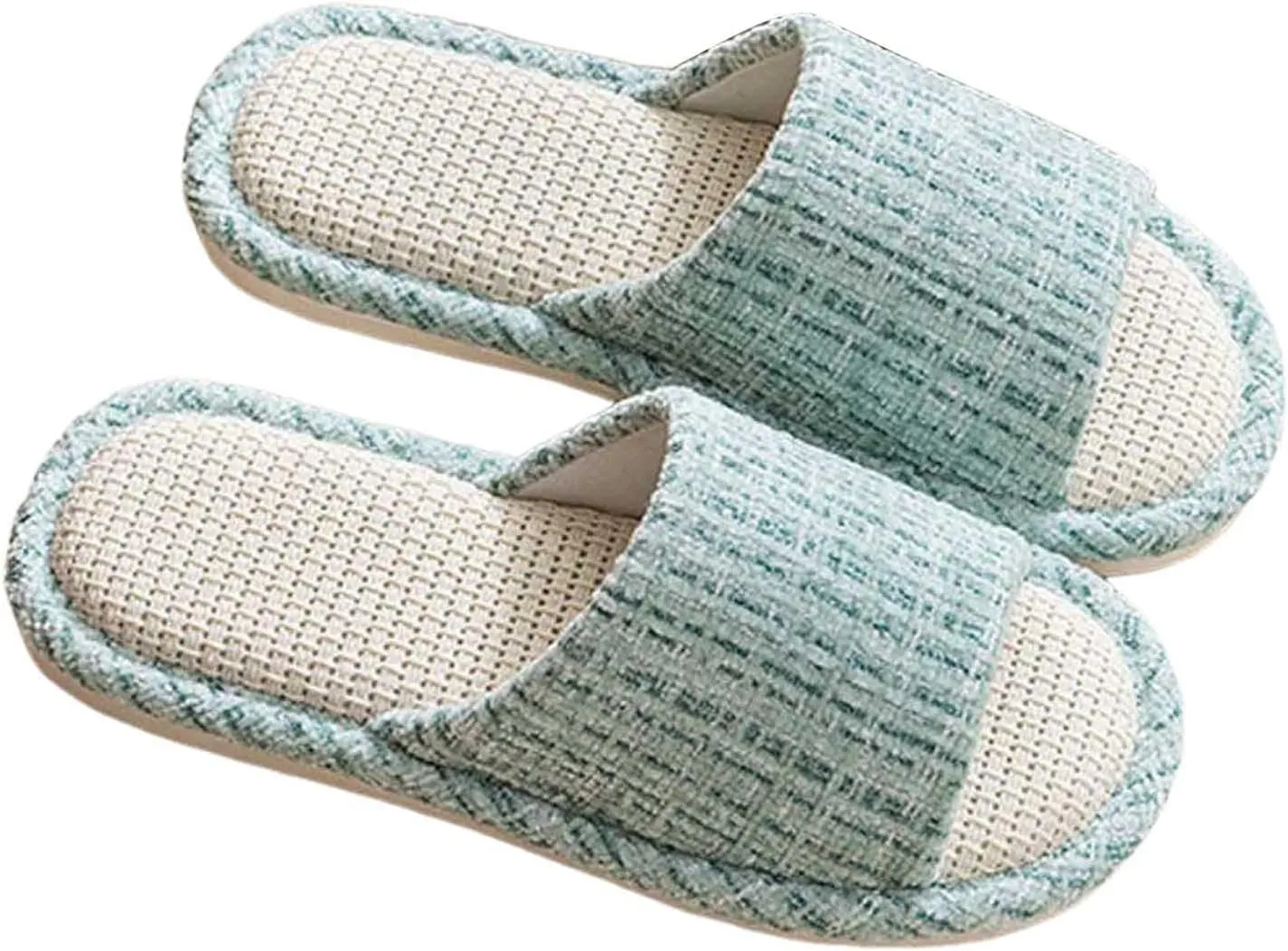 Couples Fashion Open Toe Cloth Mute Slippers Men's and Women's Linen Home Shoes Women Bed Slippers Size 11