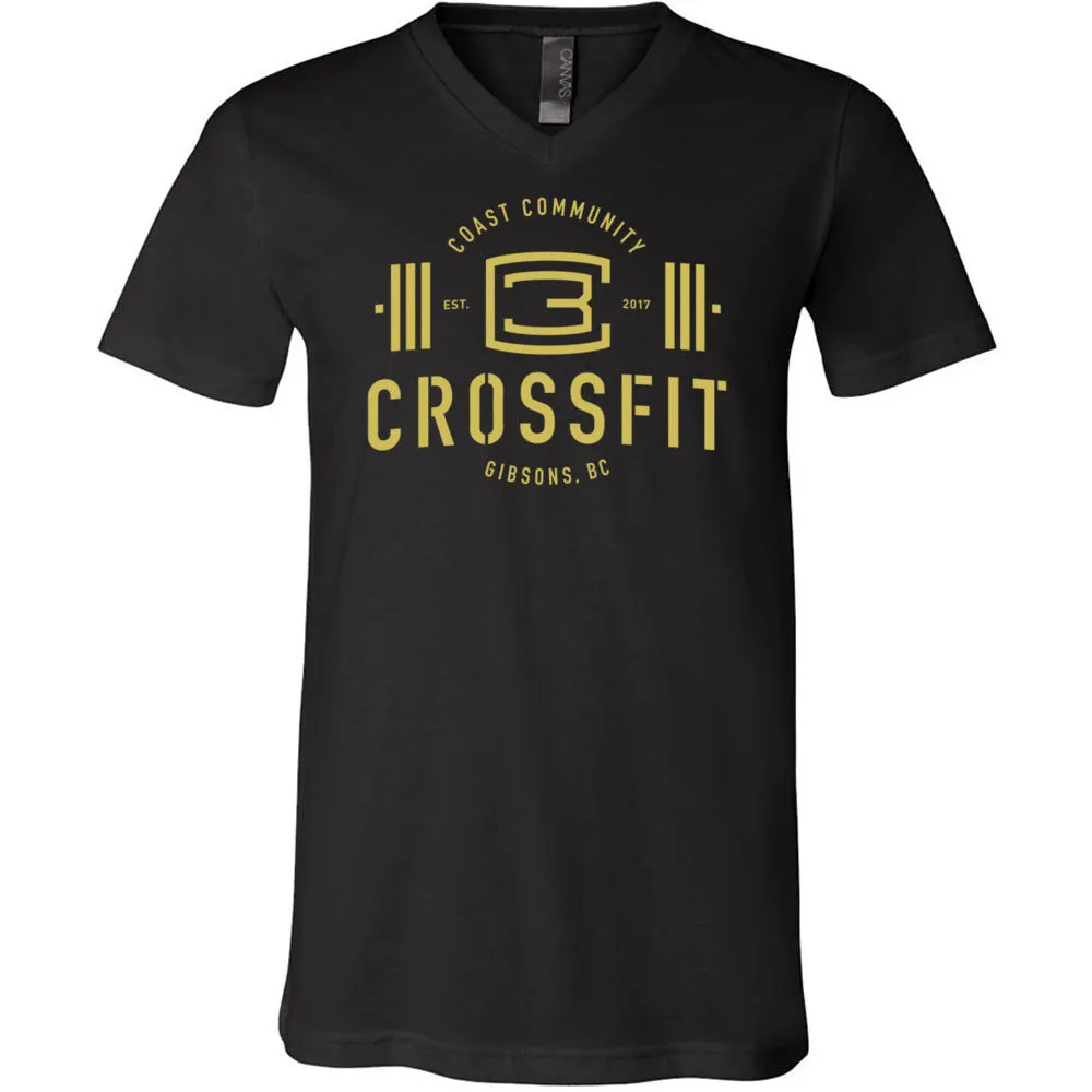CrossFit Gibsons - 200 - New Logo (Gold) - Men's V-Neck T-Shirt