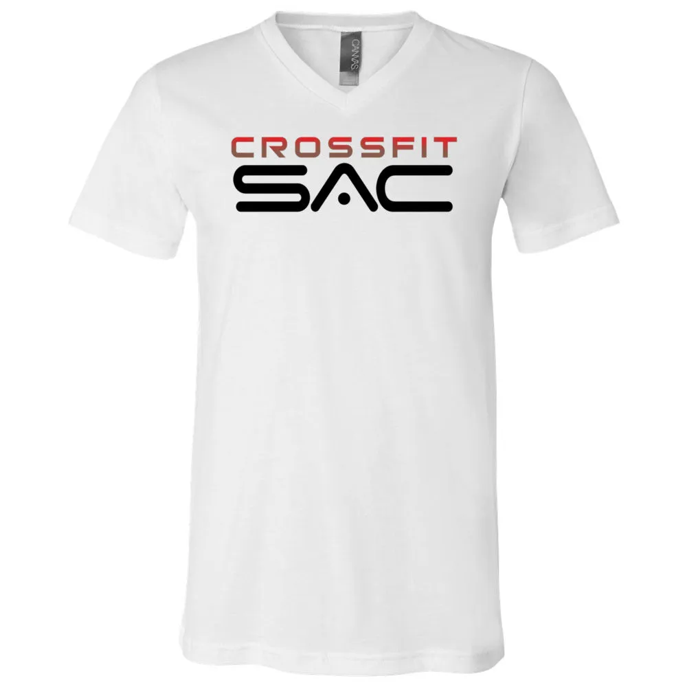 CrossFit SAC - 100 - Red & Black - Men's V-Neck T-Shirt